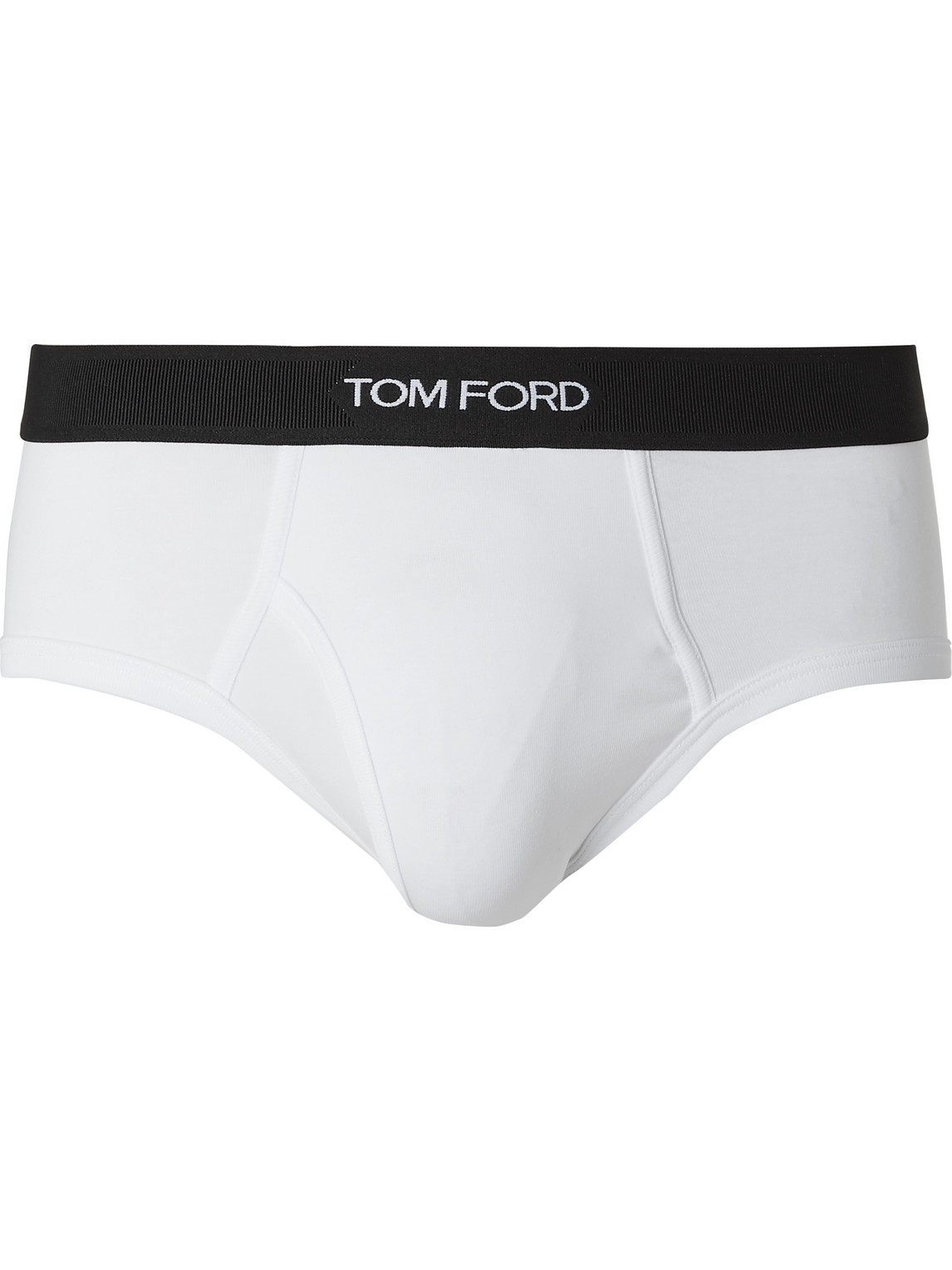 Tom Ford Mens White Branded-waistband Fitted Pack Of Two Stretch-cotton Briefs L In White