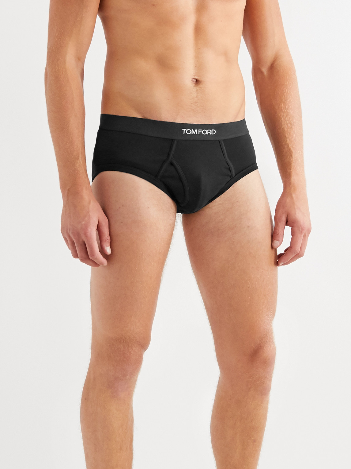 Shop Tom Ford Two-pack Stretch-cotton Briefs In Black