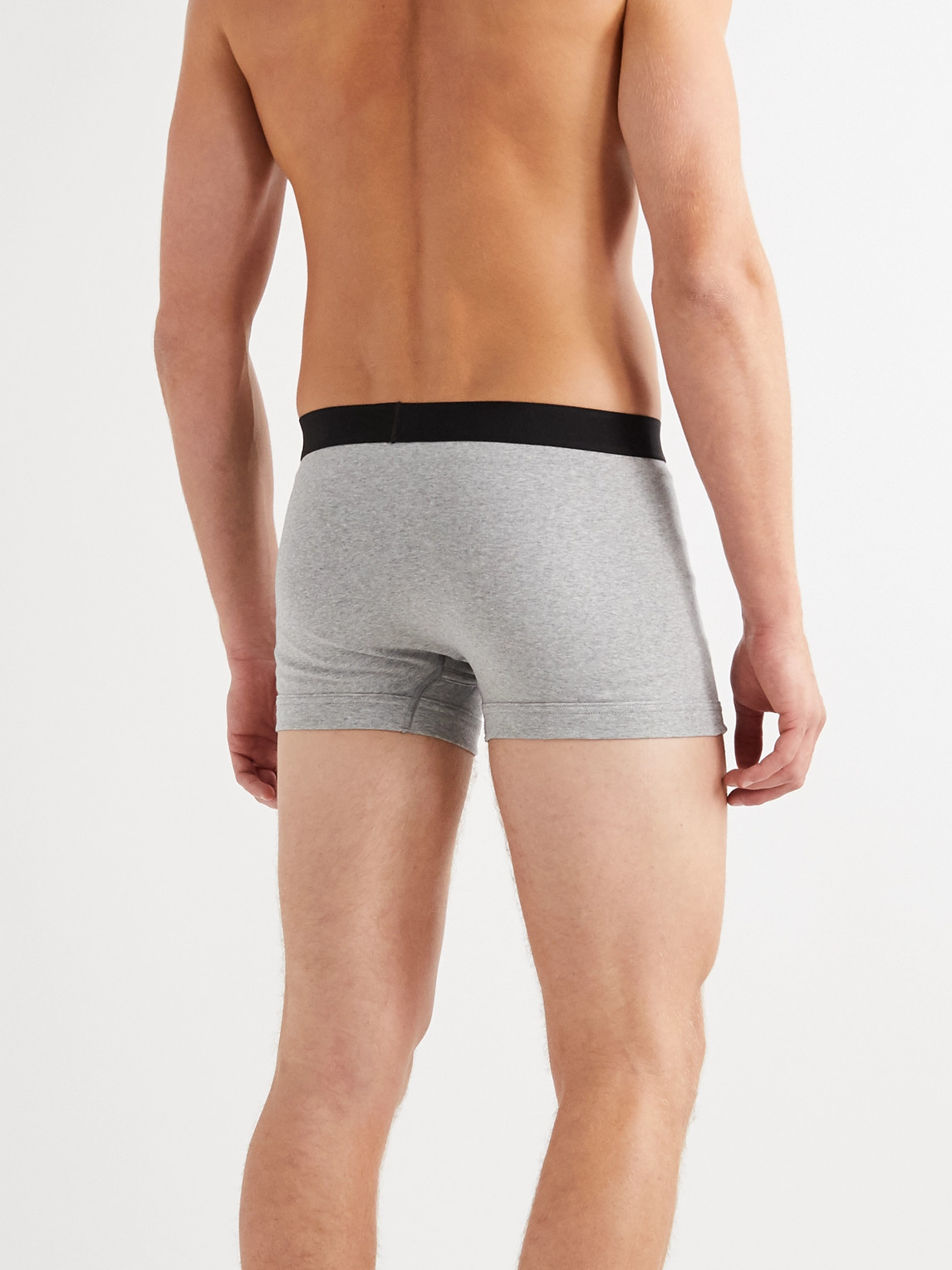 Shop Tom Ford Two-pack Mélange Stretch-cotton Boxer Briefs In Gray