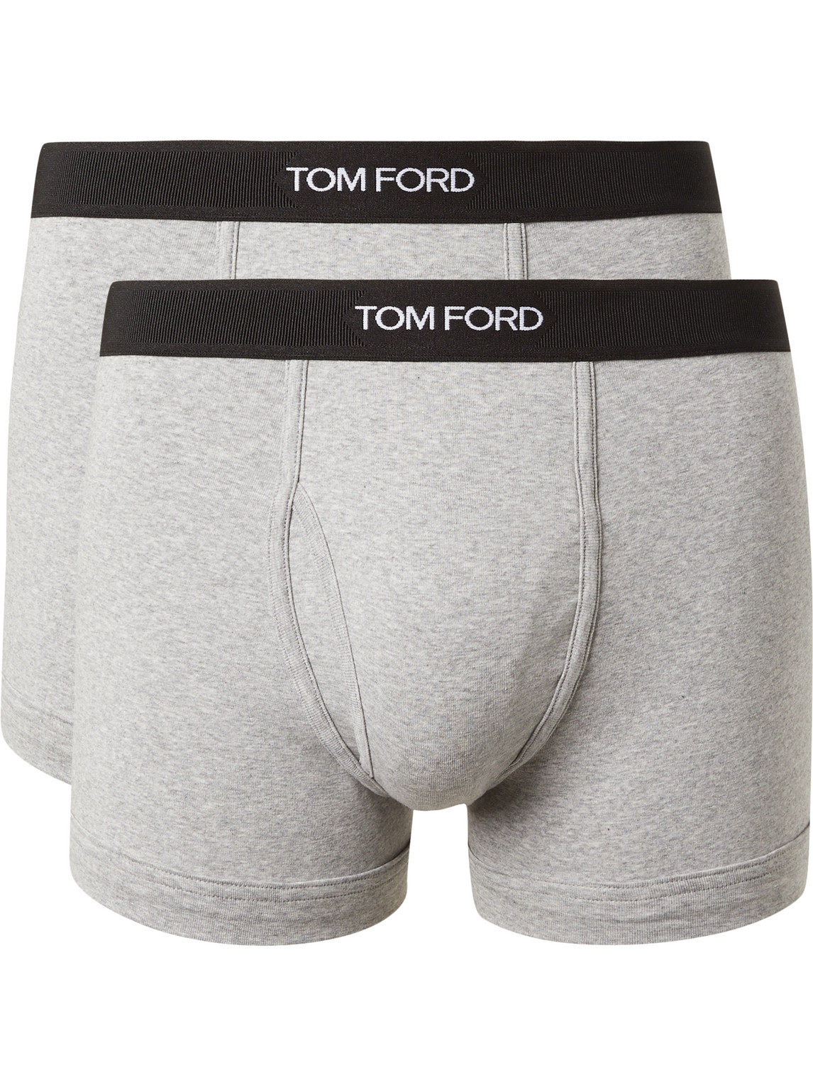 Tom Ford Mens Grey Branded-waistband Fitted Pack Of Two Stretch-cotton Briefs L In Gray