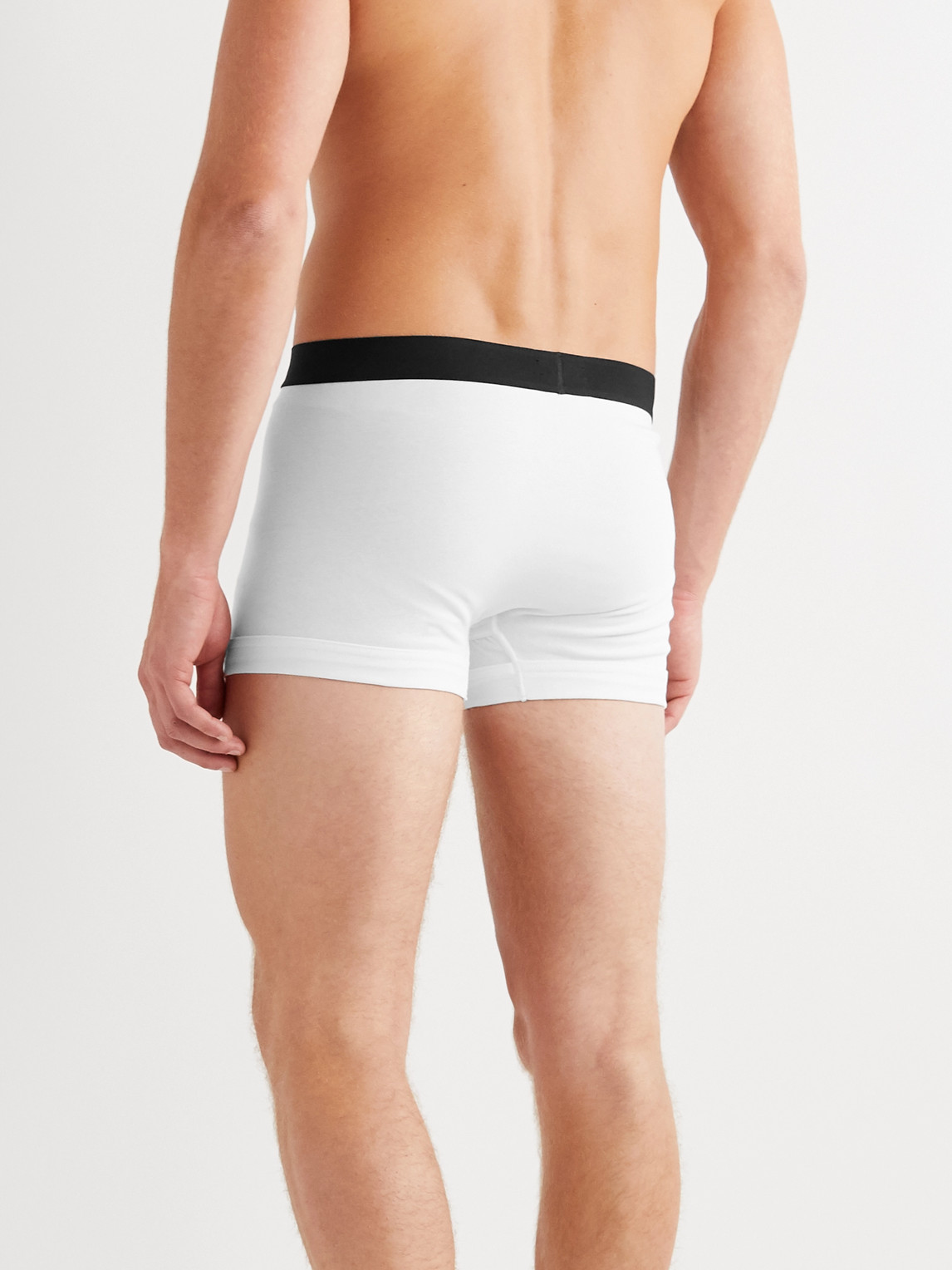 Tom Ford Logo Waistband Stretch-cotton Boxer Shorts In White