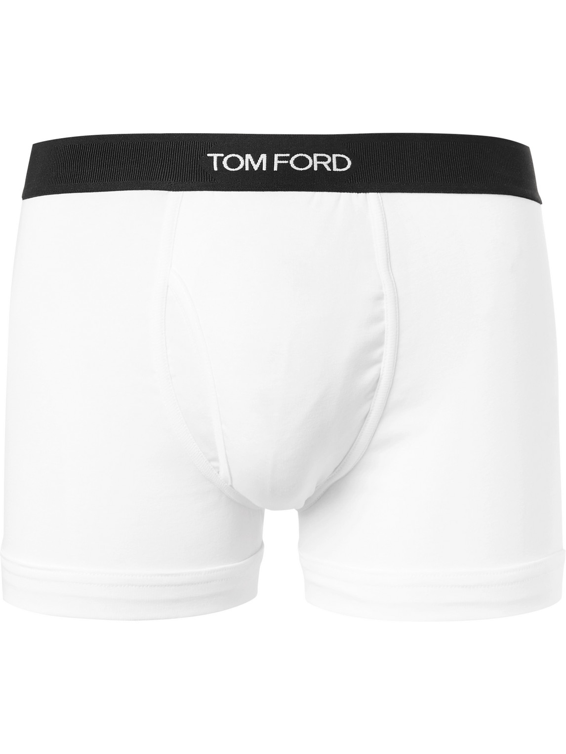 Tom Ford Logo Waistband Stretch-cotton Boxer Shorts In White