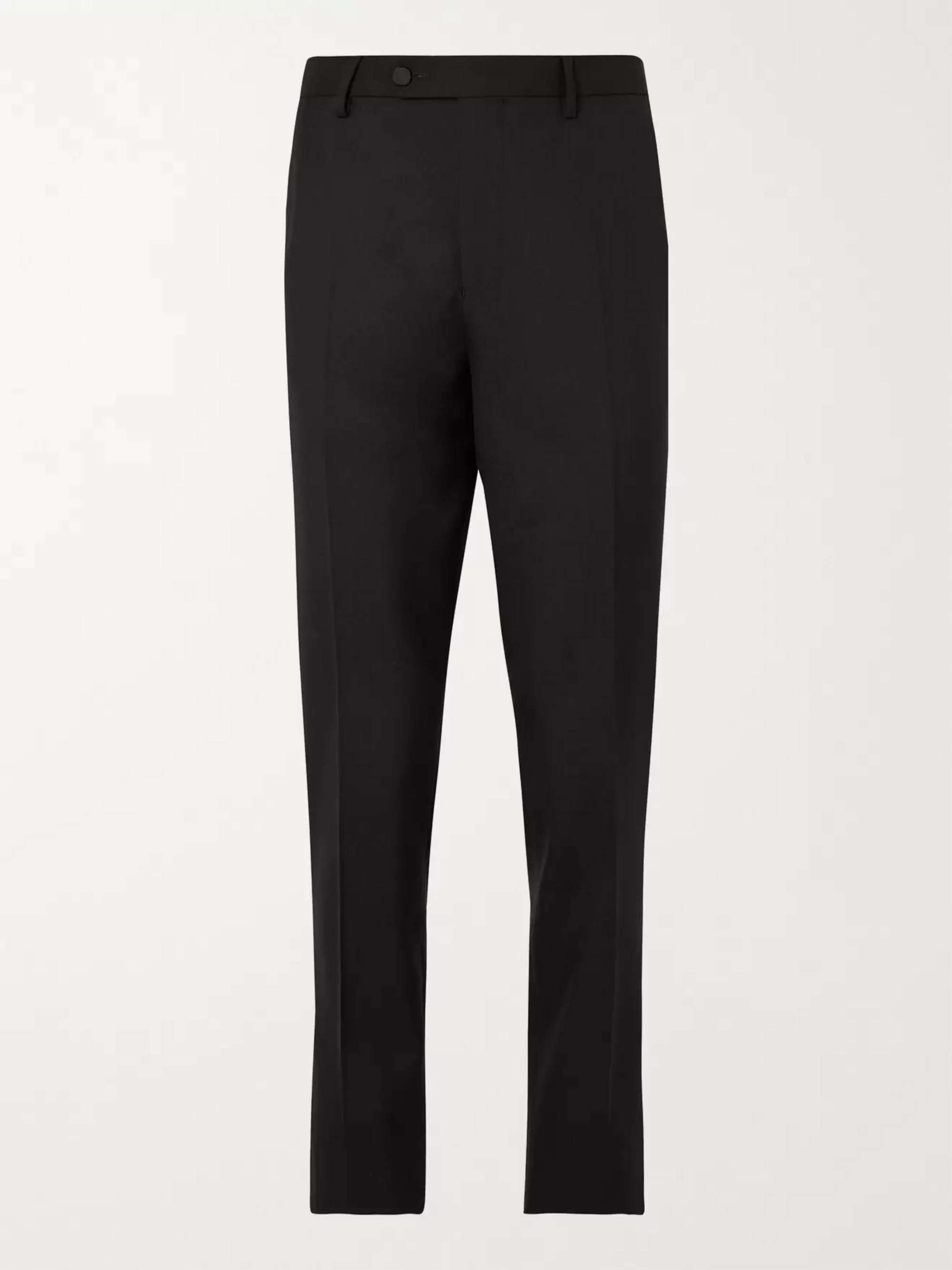 Men's Black, Flat Front, Tuxedo Pants with Satin Stripe - 99tux