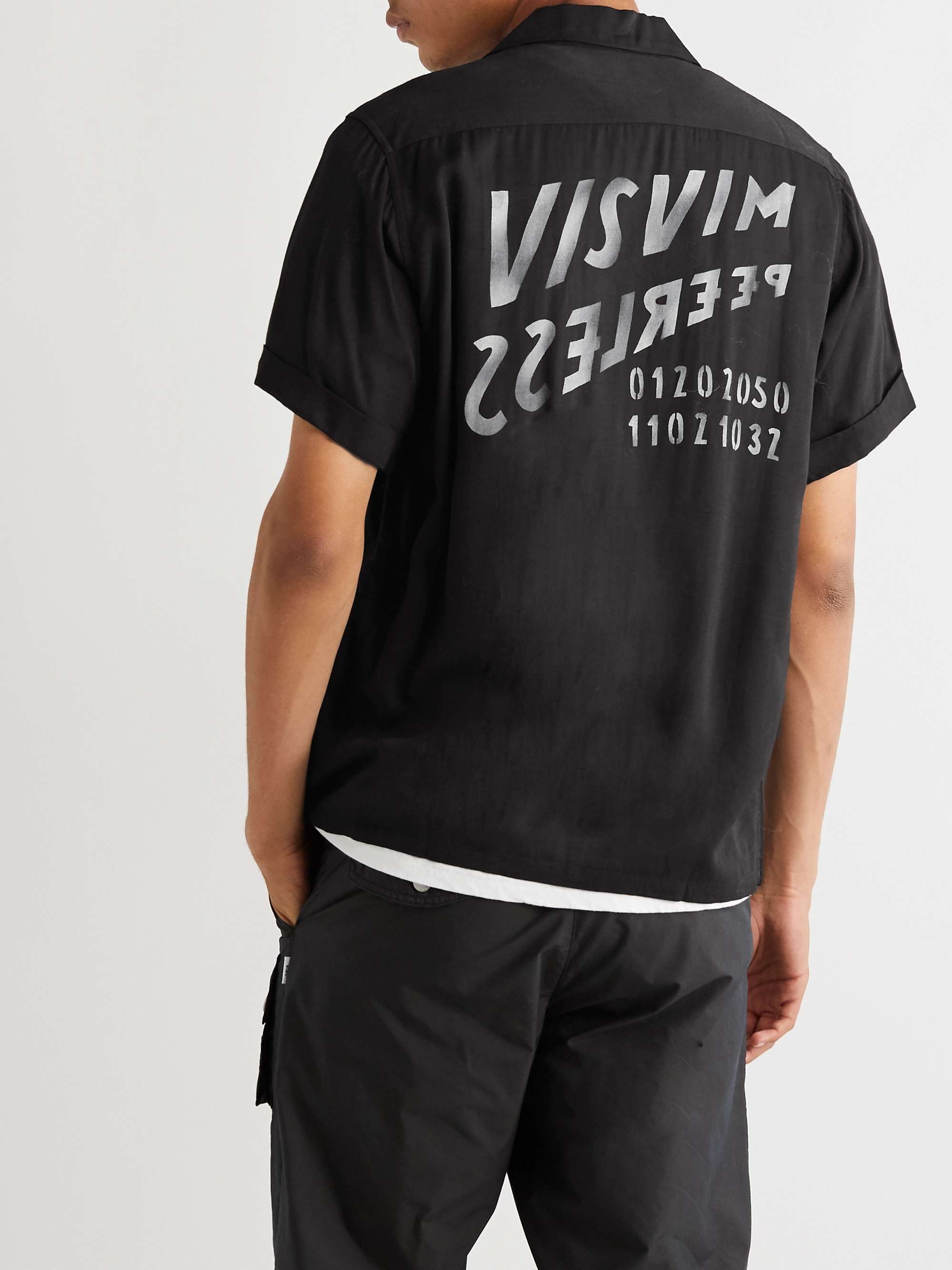 Irving Camp-Collar Logo-Embroidered Printed Twill Shirt