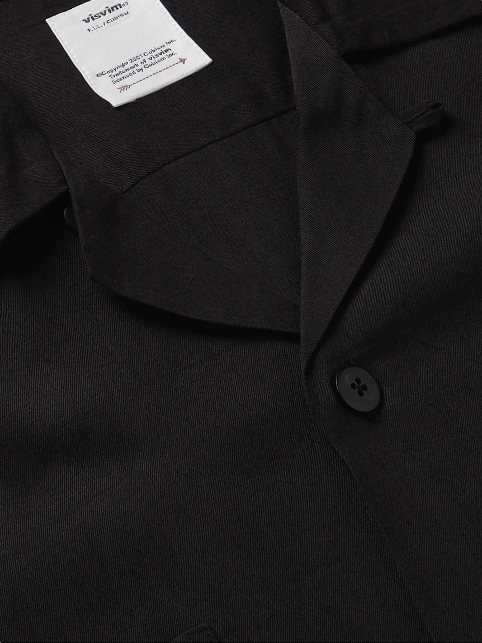 Irving Camp-Collar Logo-Embroidered Printed Twill Shirt