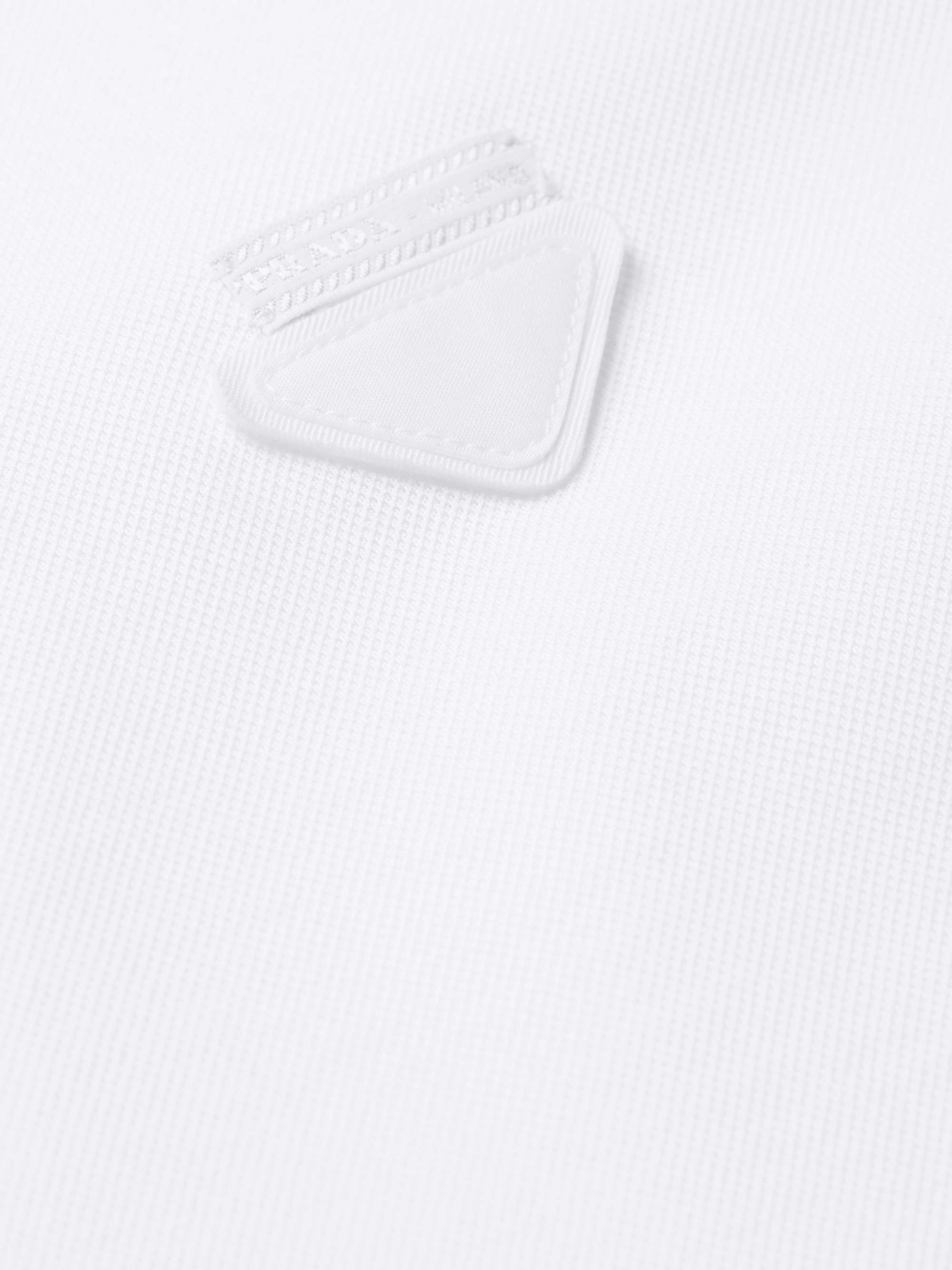 PRADA Slim-Fit Logo-Appliquéd Contrast-Tipped Cotton-Piqué Polo Shirt