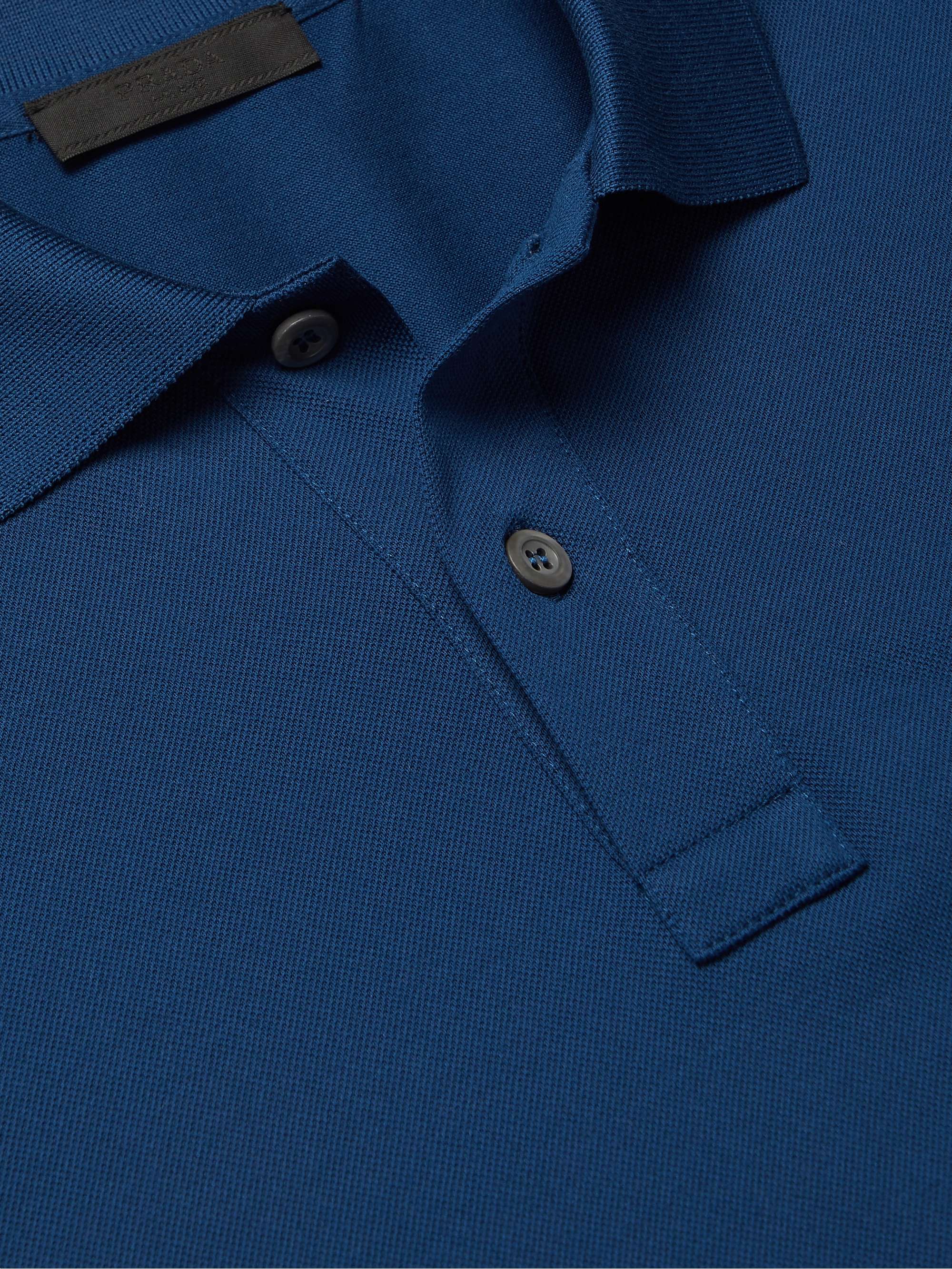 PRADA Logo-Appliquéd Cotton-Piqué Polo Shirt