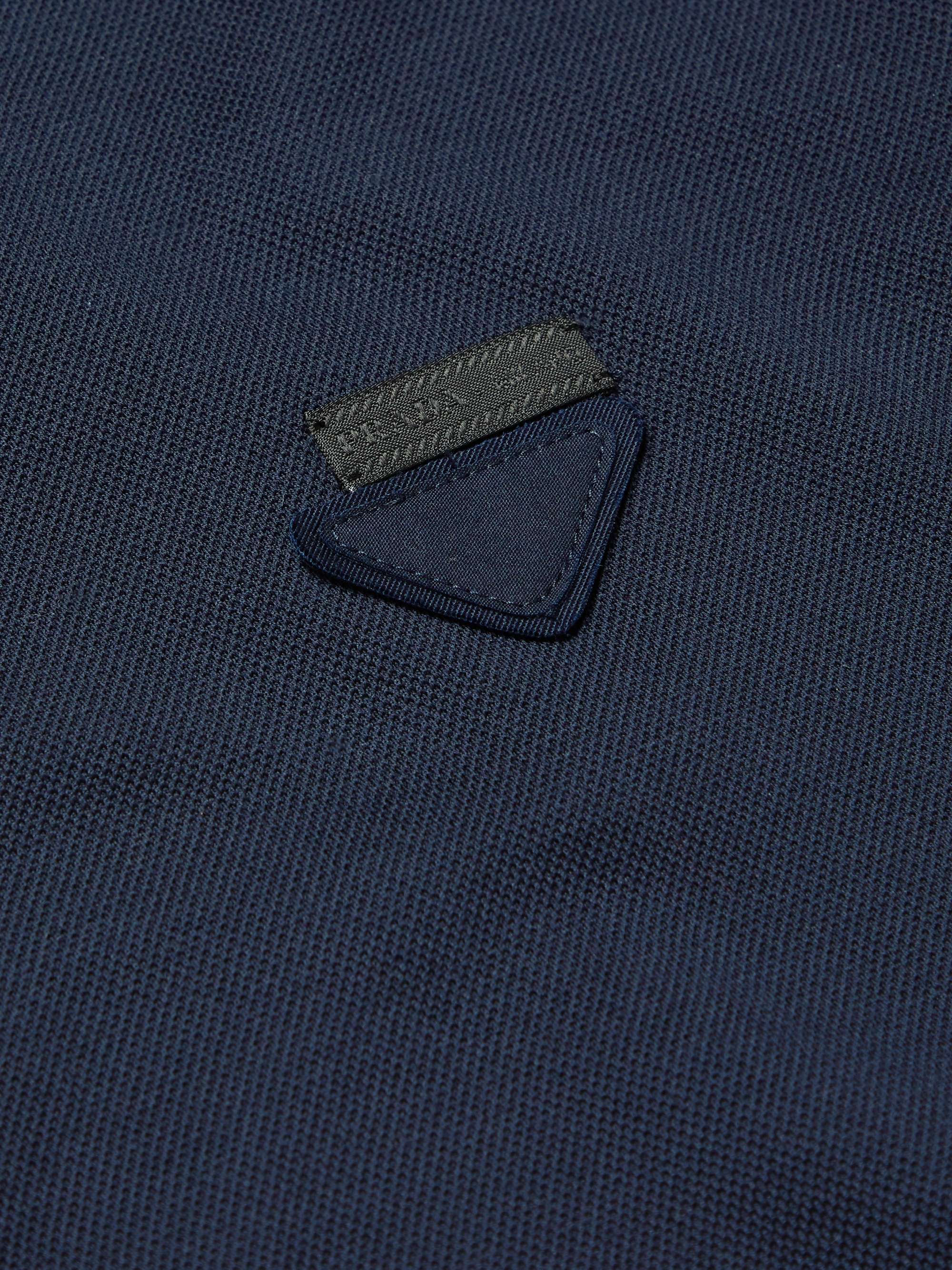PRADA Slim-Fit Logo-Appliquéd Contrast-Tipped Cotton-Piqué Polo Shirt