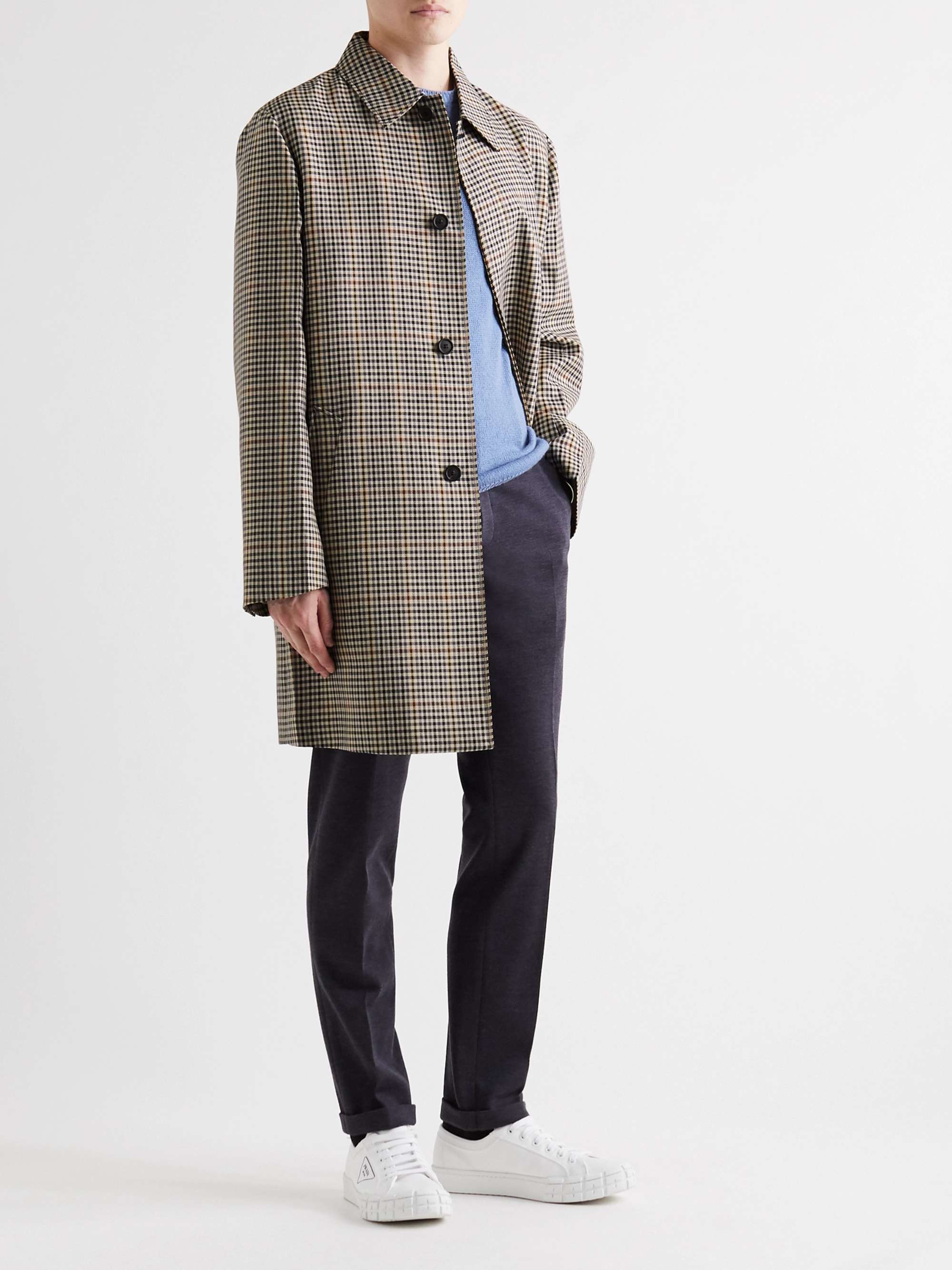 PRADA Houndstooth Wool-Blend Coat