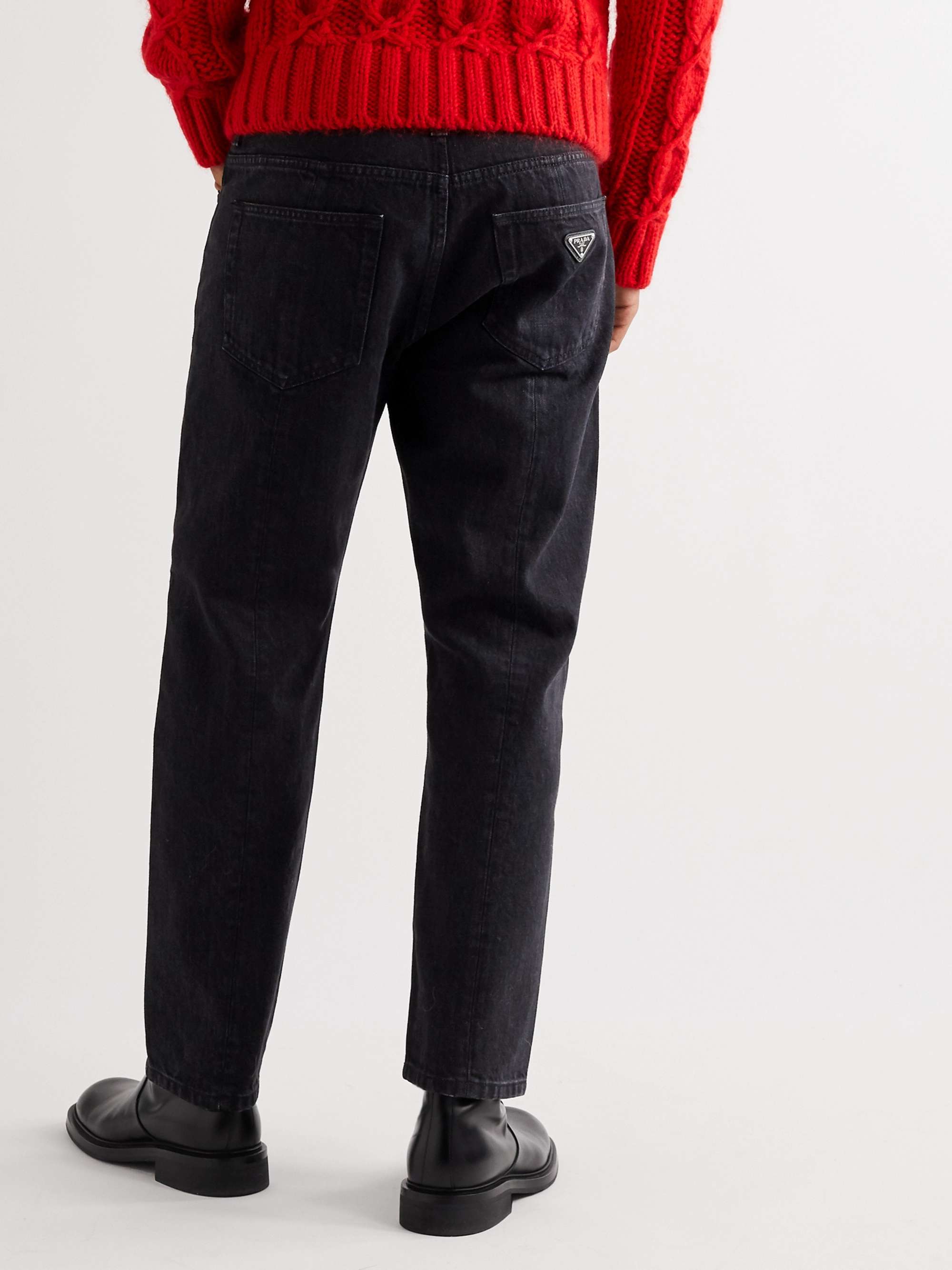 PRADA Cropped Logo-Appliquéd Denim Jeans