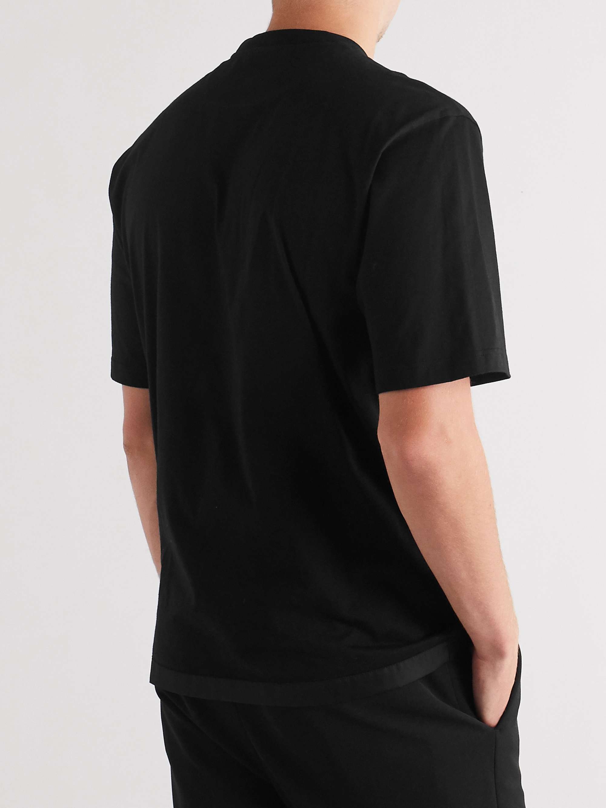 PRADA Logo-Appliquéd Leather- and Nylon-Trimmed Cotton-Jersey T-Shirt ...