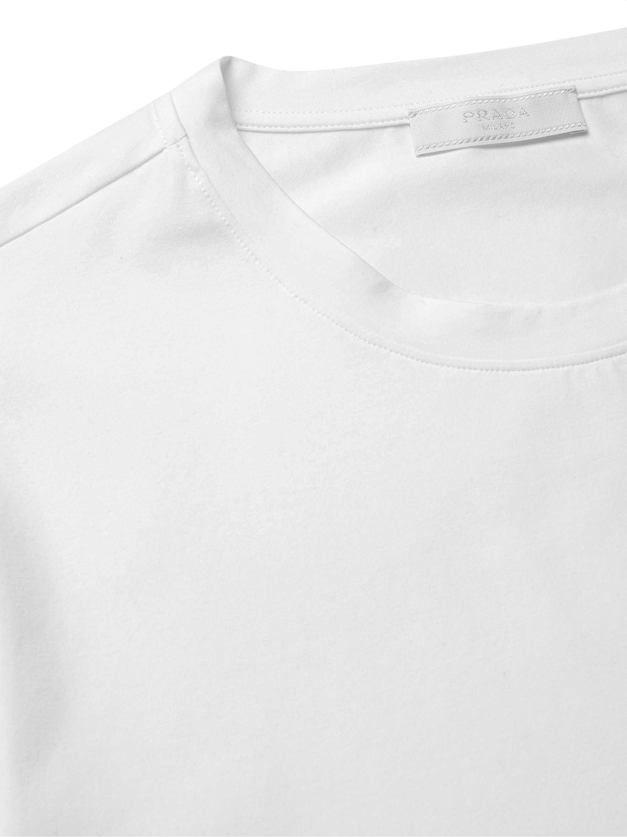PRADA Slim-Fit Logo-Embroidered Stretch-Cotton Jersey T-Shirt