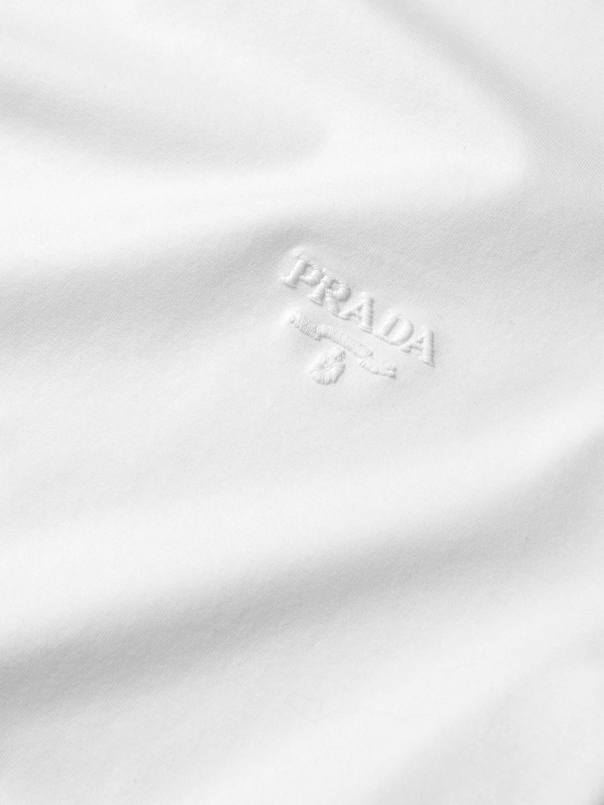 PRADA Slim-Fit Logo-Embroidered Stretch-Cotton Jersey T-Shirt