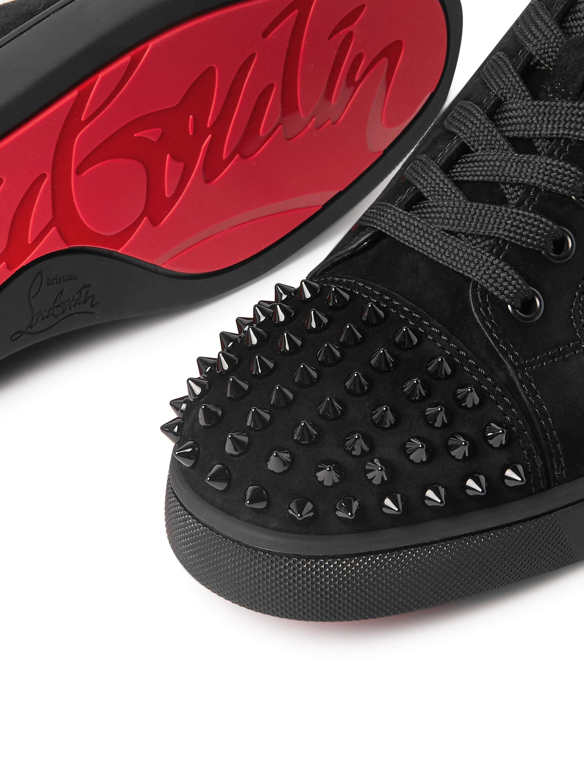 CHRISTIAN LOUBOUTIN Louis Junior Studded Suede Sneakers