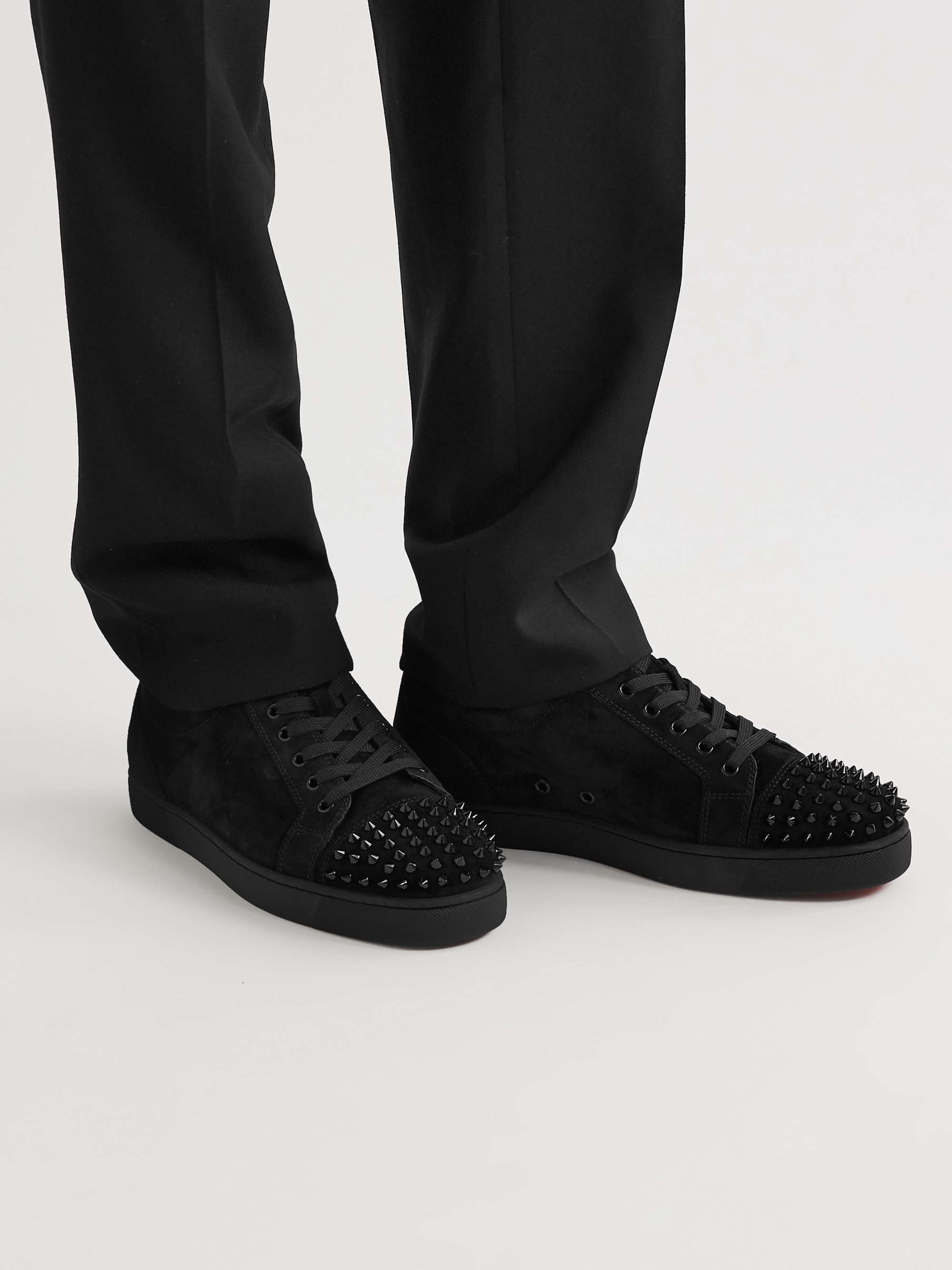 CHRISTIAN LOUBOUTIN Louis Junior Studded Suede Sneakers