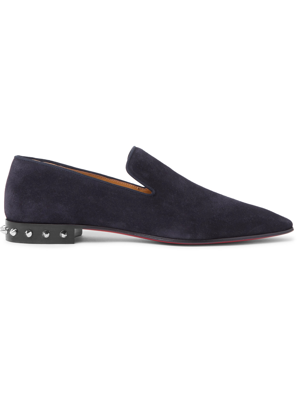 Christian Louboutin Spiked Suede Loafers In Blue