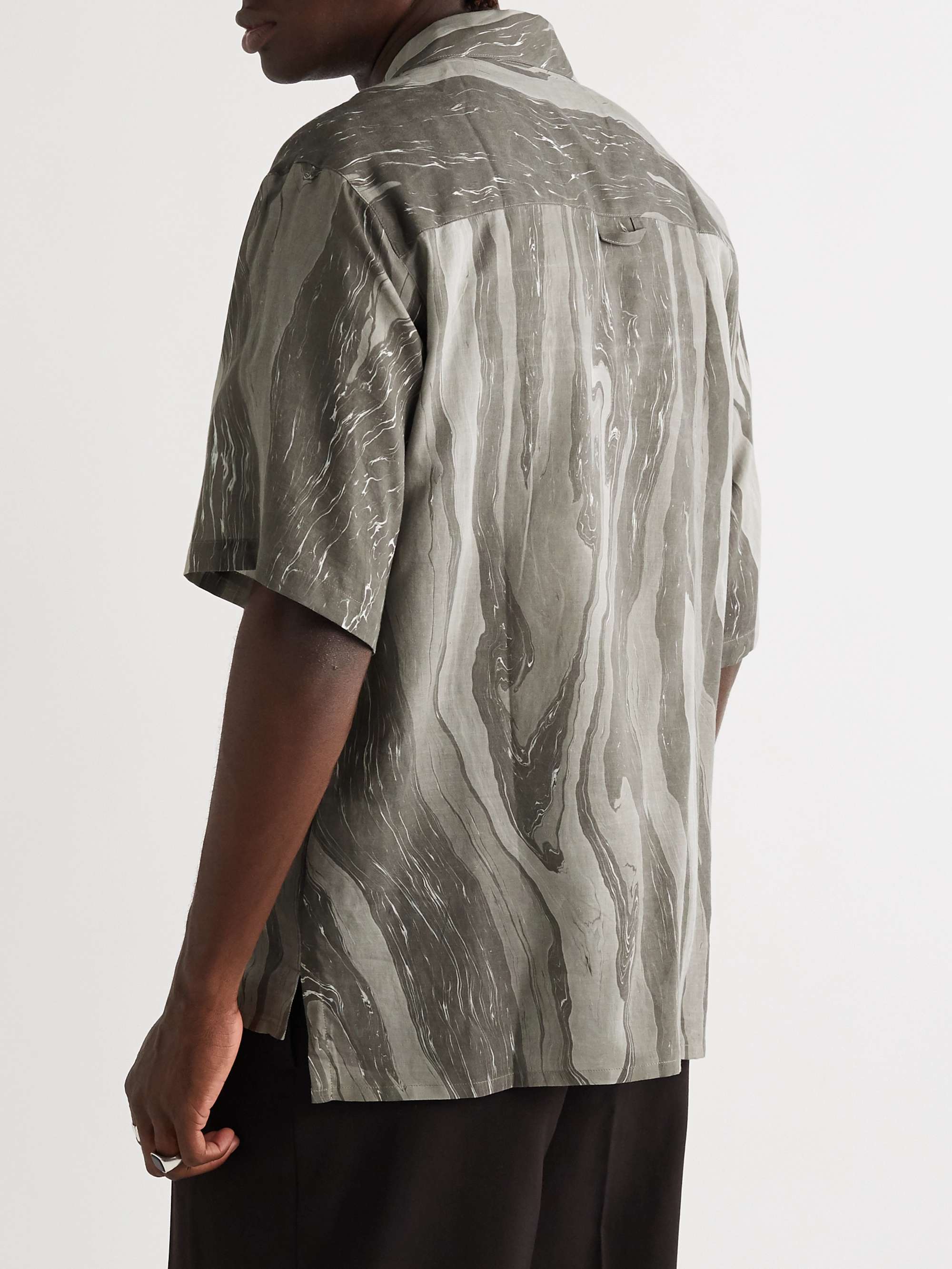 NICHOLAS DALEY Camp-Collar Printed Cotton and Wool Shirt