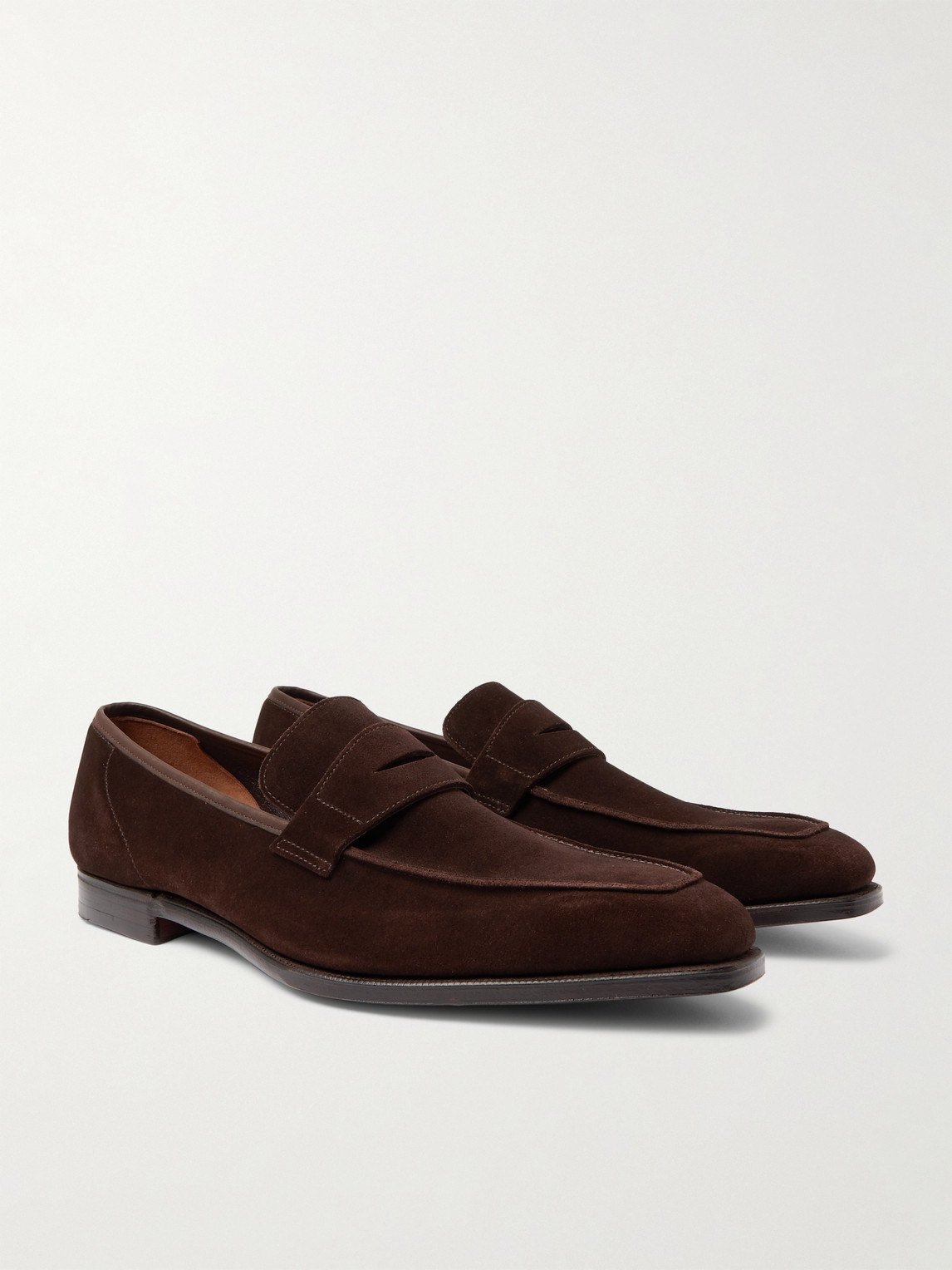 Shop George Cleverley George Suede Penny Loafers In Brown