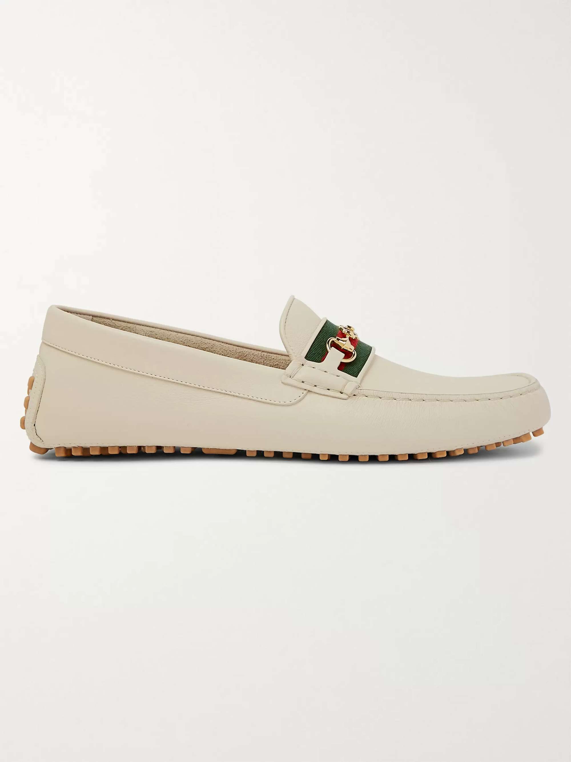 GUCCI Ayrton Webbing-Trimmed Horsebit Leather Driving Shoes