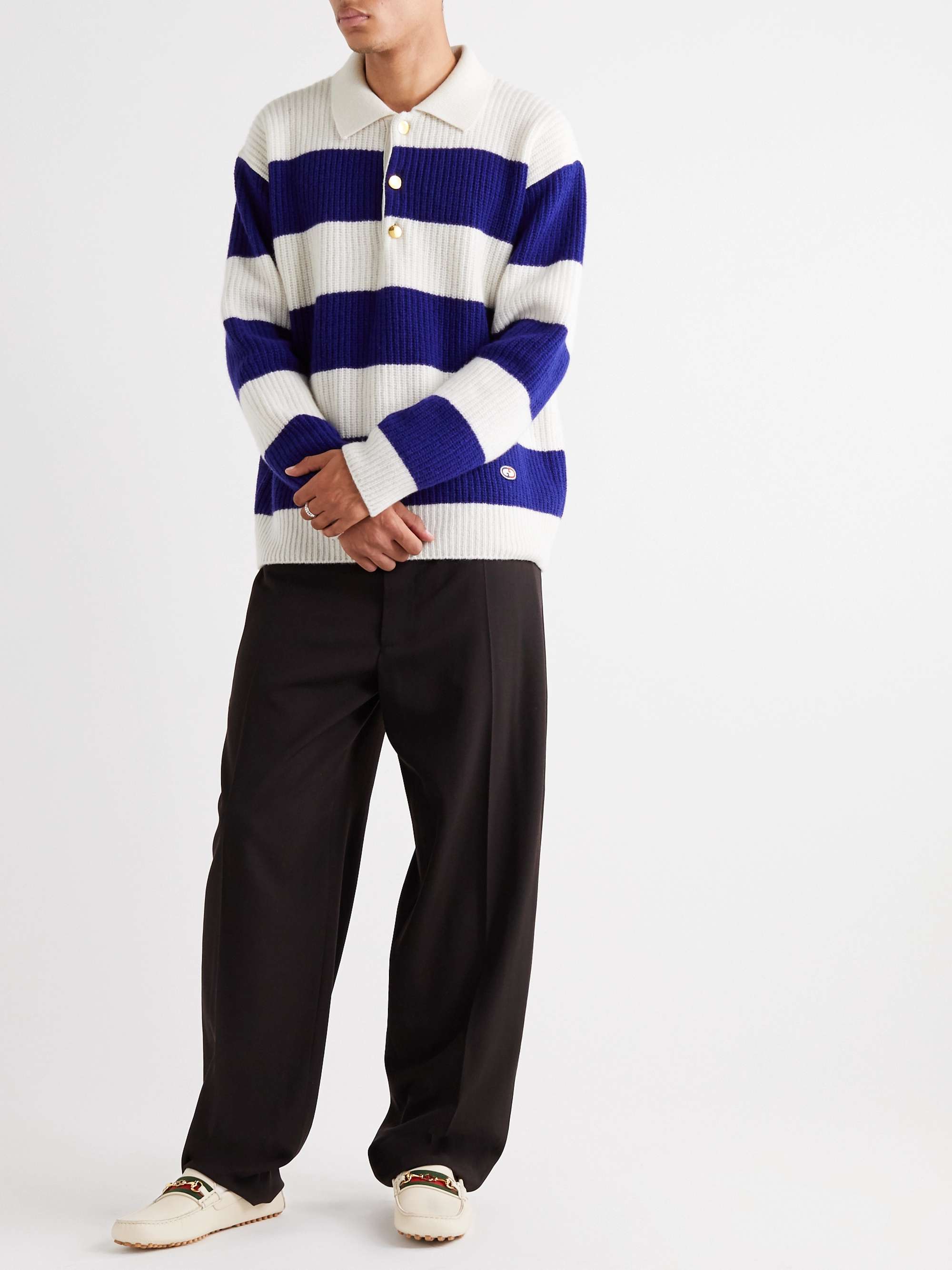 GUCCI Ayrton Webbing-Trimmed Horsebit Leather Driving Shoes