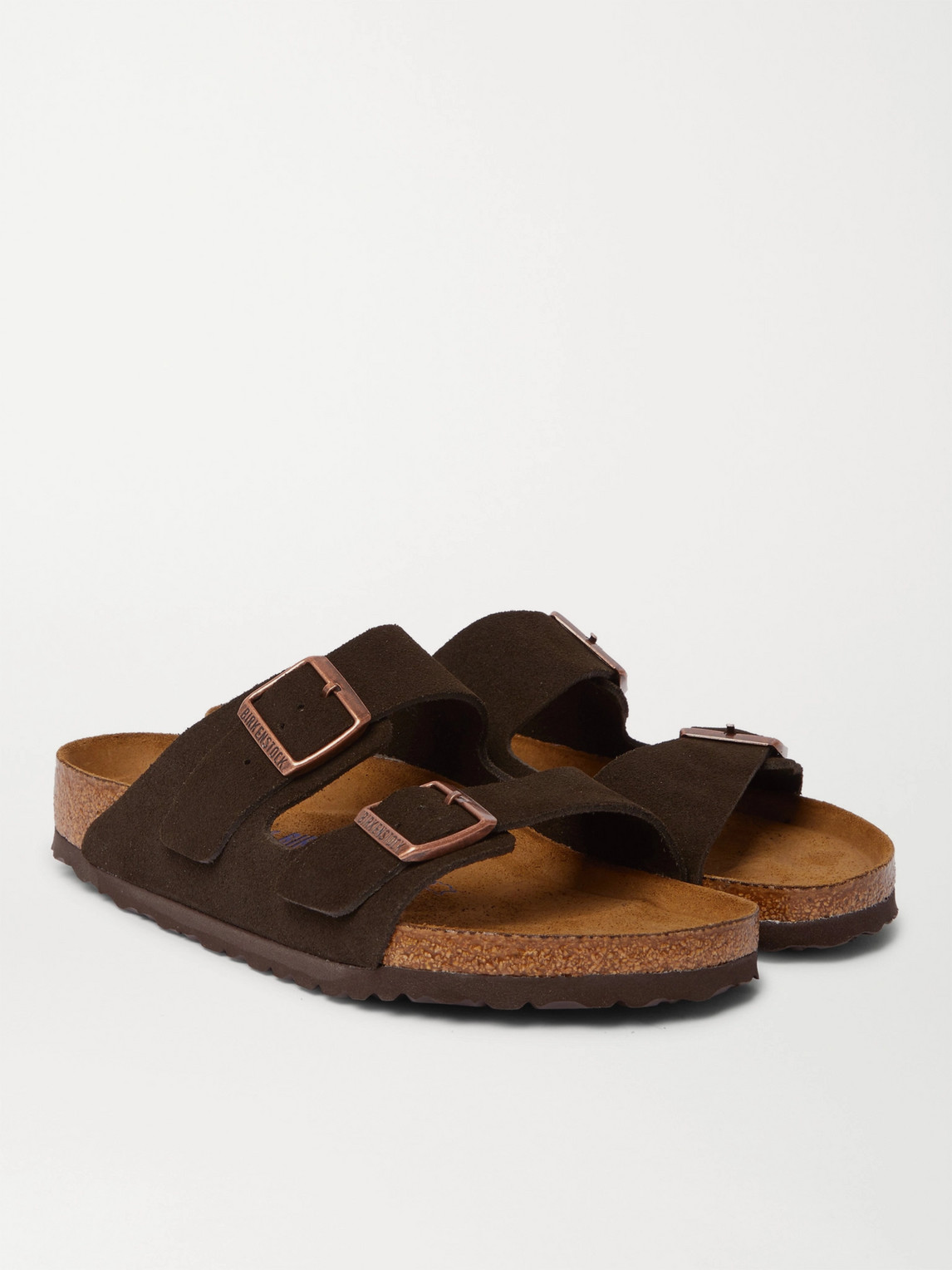 Shop Birkenstock Arizona Suede Sandals In Brown