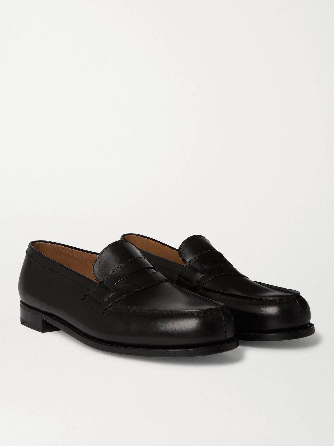 Shop Jm Weston 180 Moccasin Leather Loafers In Black