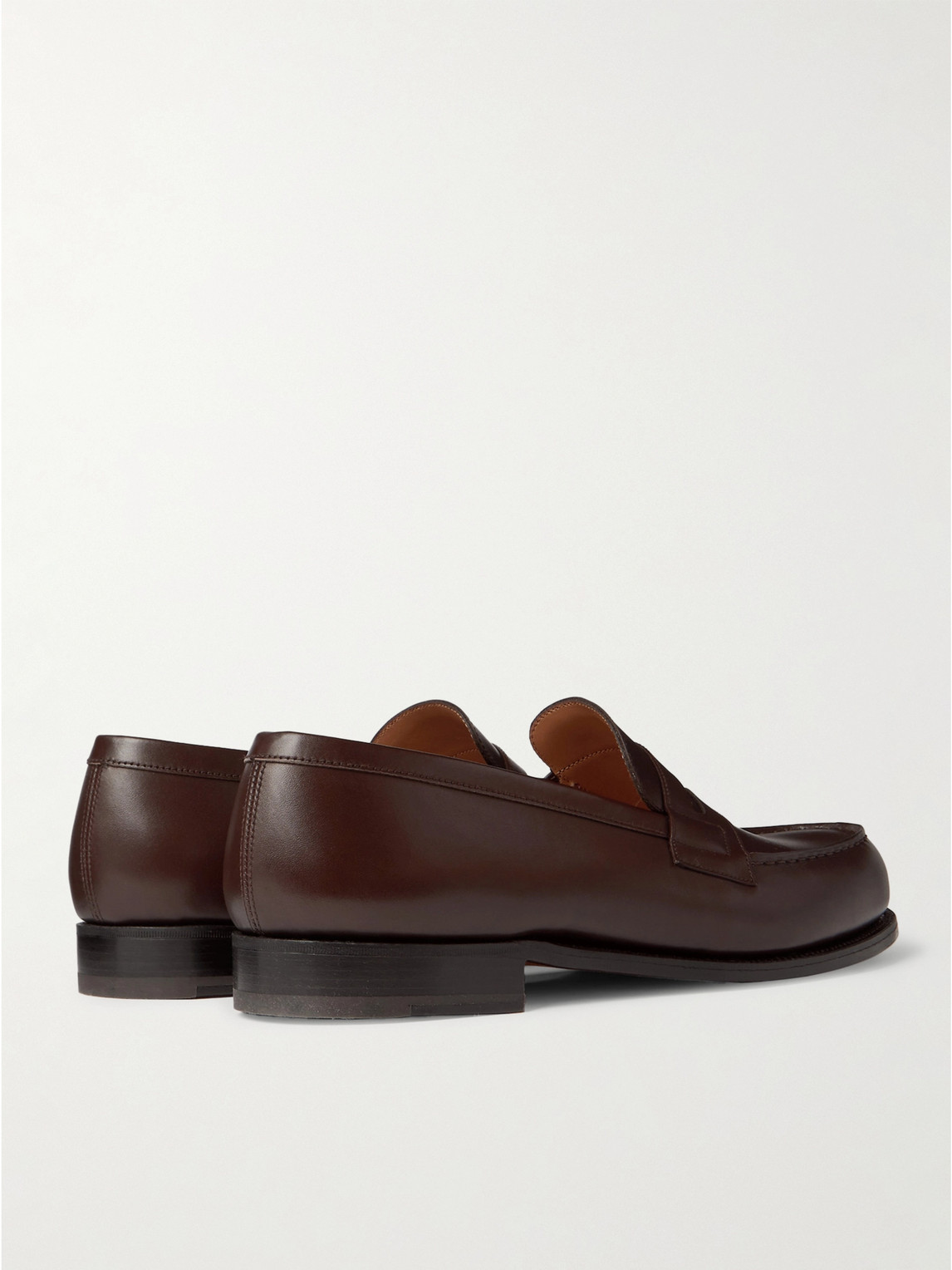 Shop Jm Weston 180 Moccasin Leather Loafers In Brown