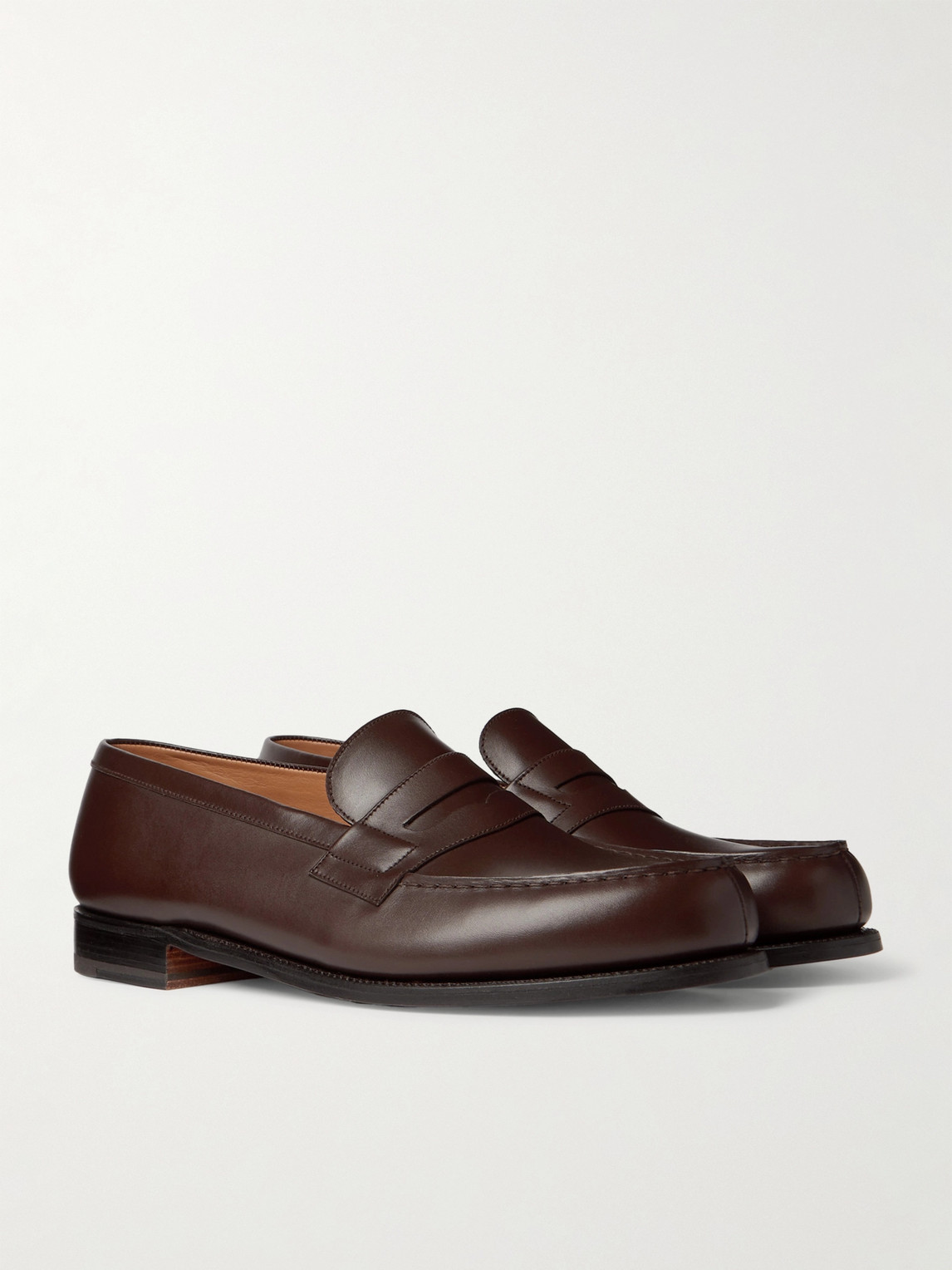 Shop Jm Weston 180 Moccasin Leather Loafers In Brown