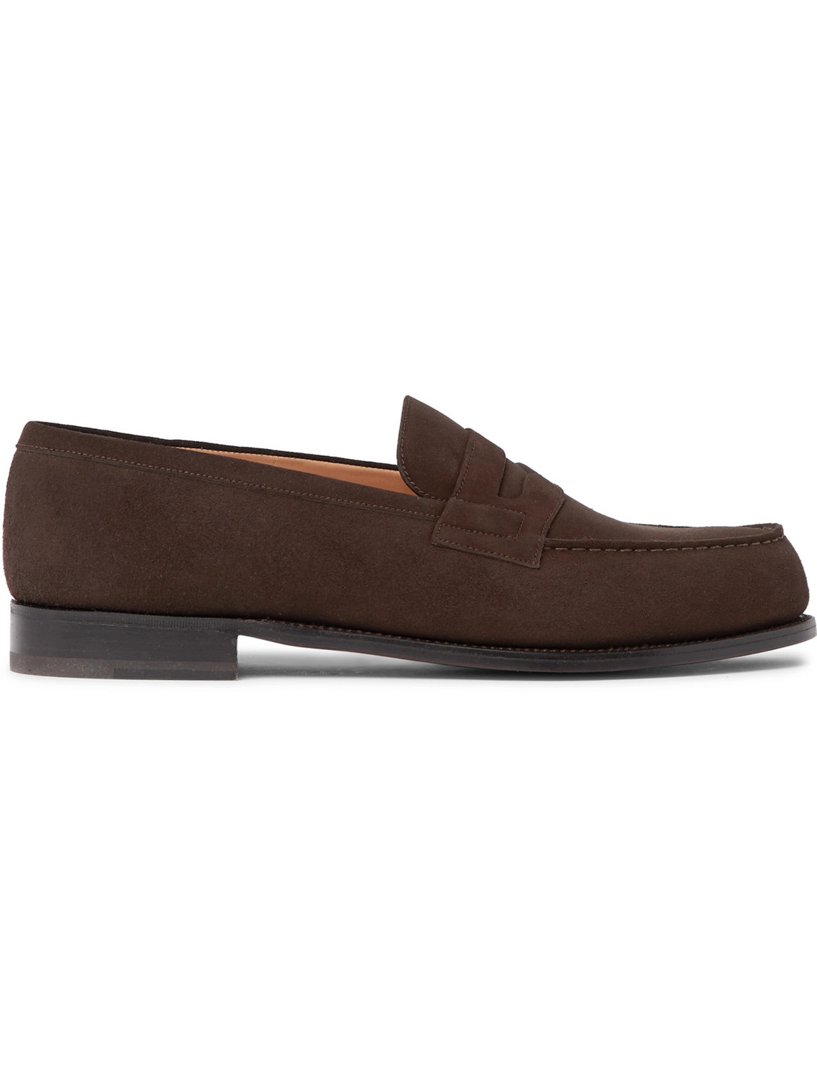 Jm Weston 180 Moccasin Suede Penny Loafers In Brown