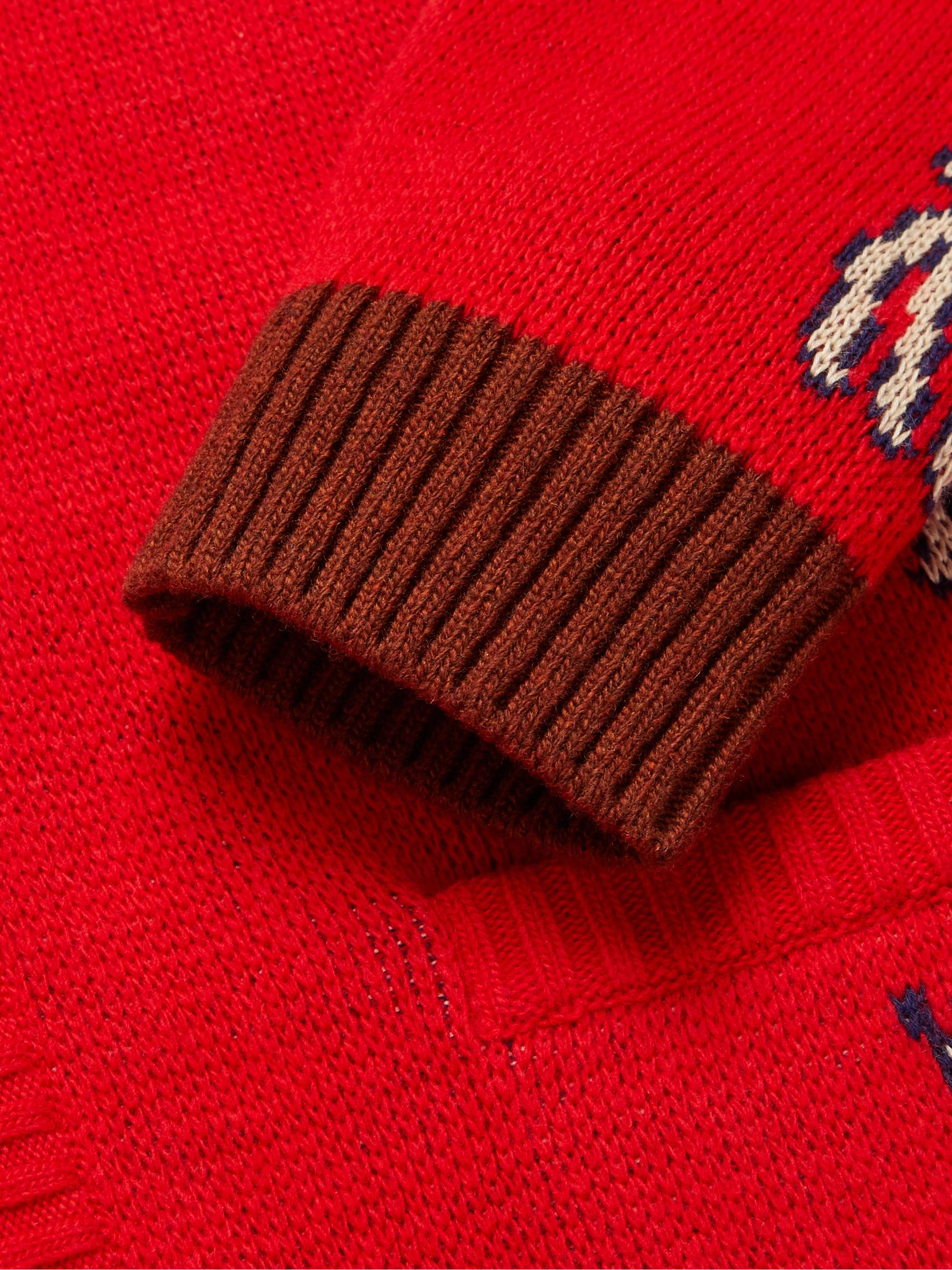 GUCCI Intarsia Wool and Cotton-Blend Cardigan