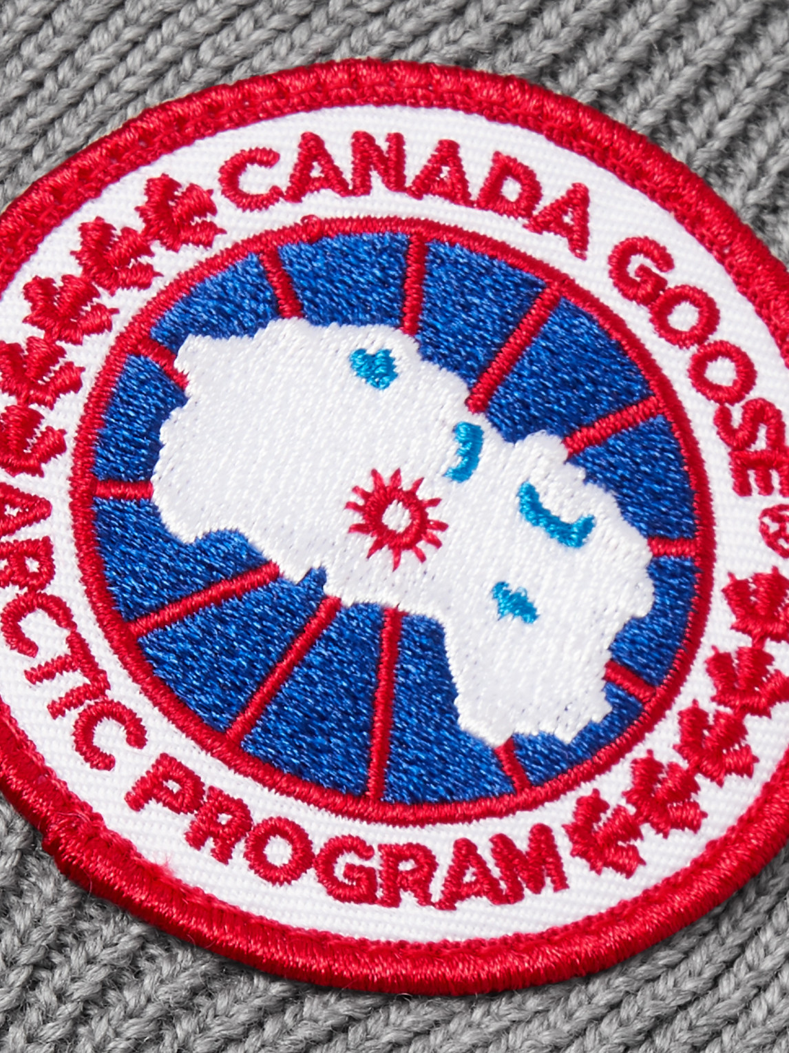 Shop Canada Goose Logo-appliquéd Merino Wool Beanie In Gray