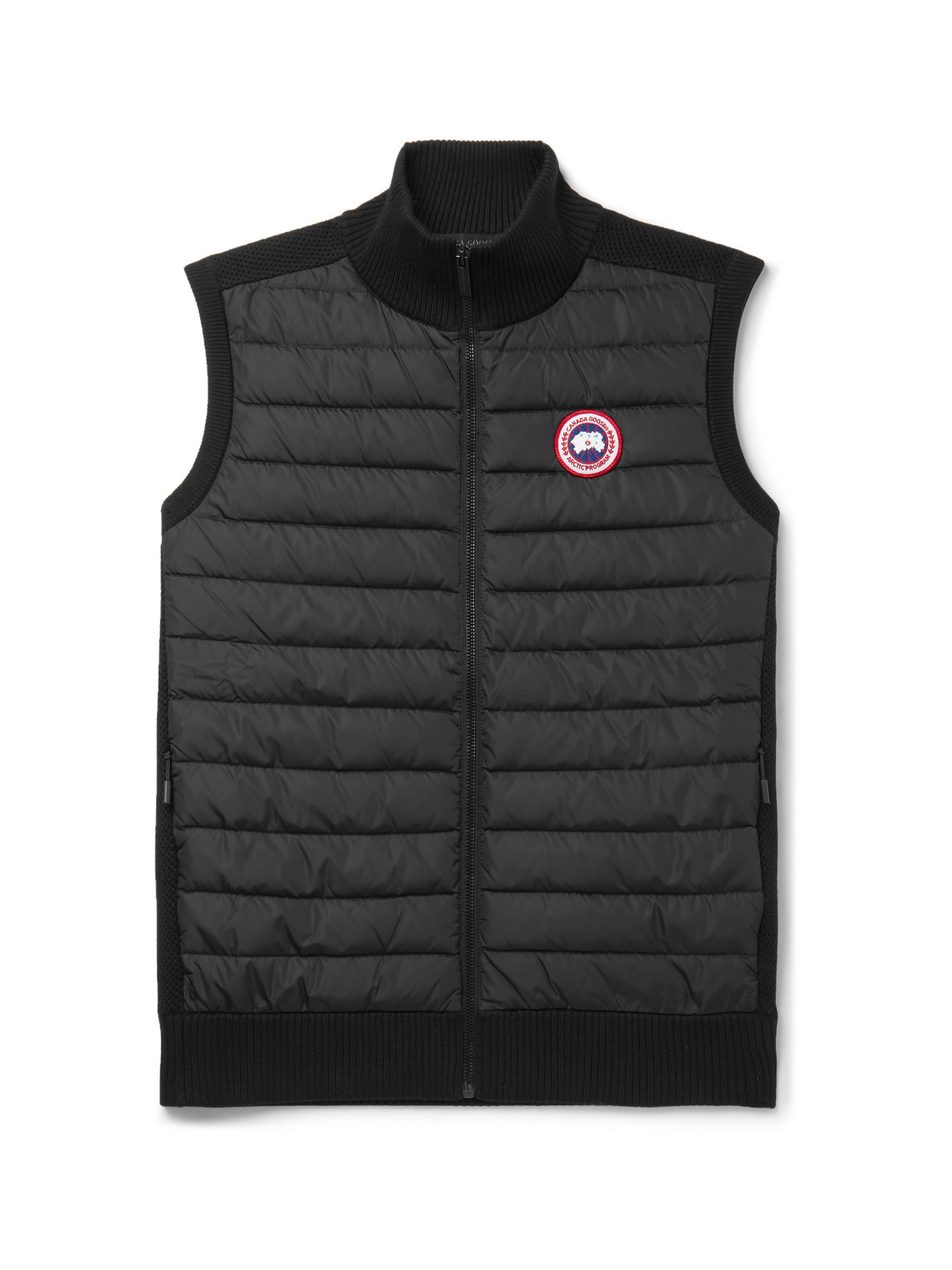 Canada Goose Hybridge Slim-fit Merino Wool And Quilted Nylon Down Gilet In Black