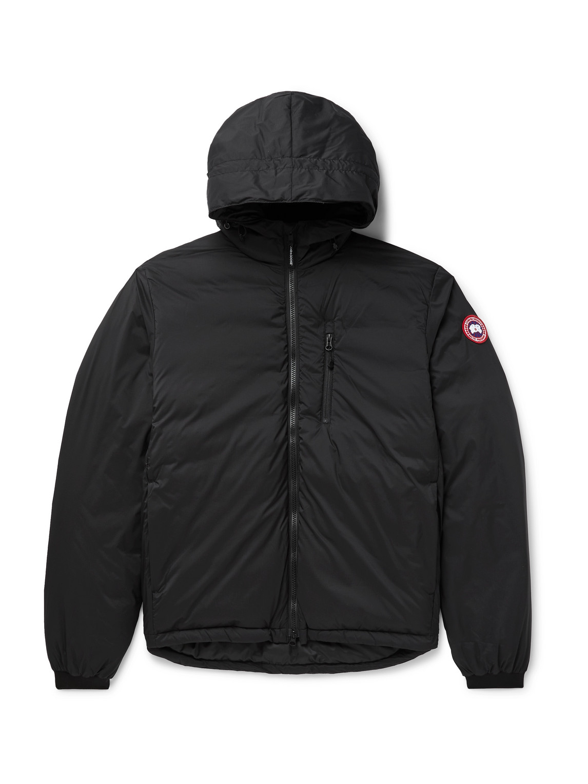 Shop Canada Goose Lodge Slim-fit Nylon-ripstop Hooded Down Jacket In Black