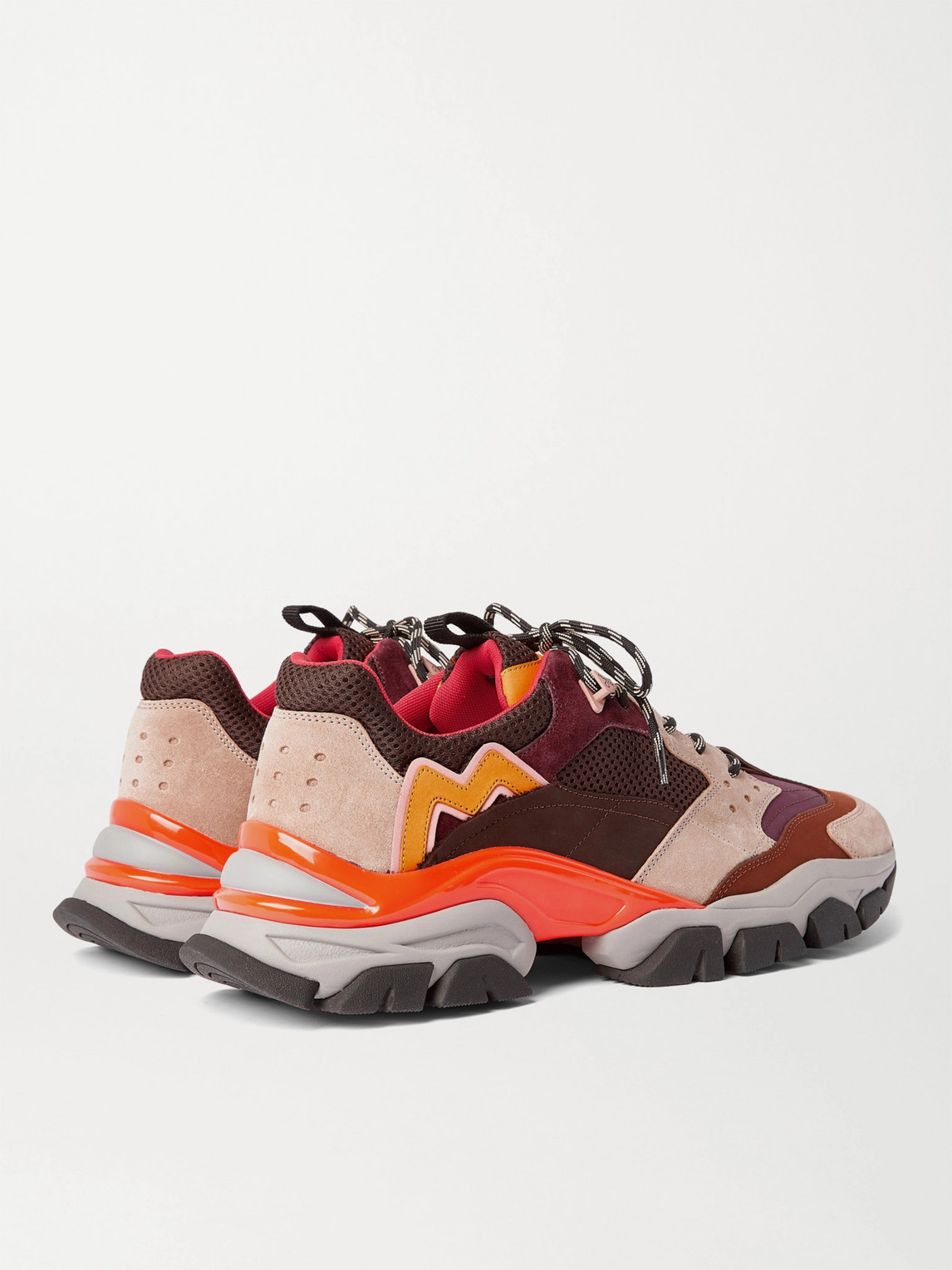 Moncler Leave No Trace Leather, Suede And Mesh Sneakers In Multi
