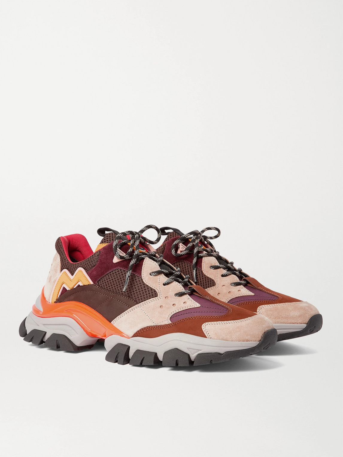 Shop Moncler Leave No Trace Leather, Suede And Mesh Sneakers In Multi