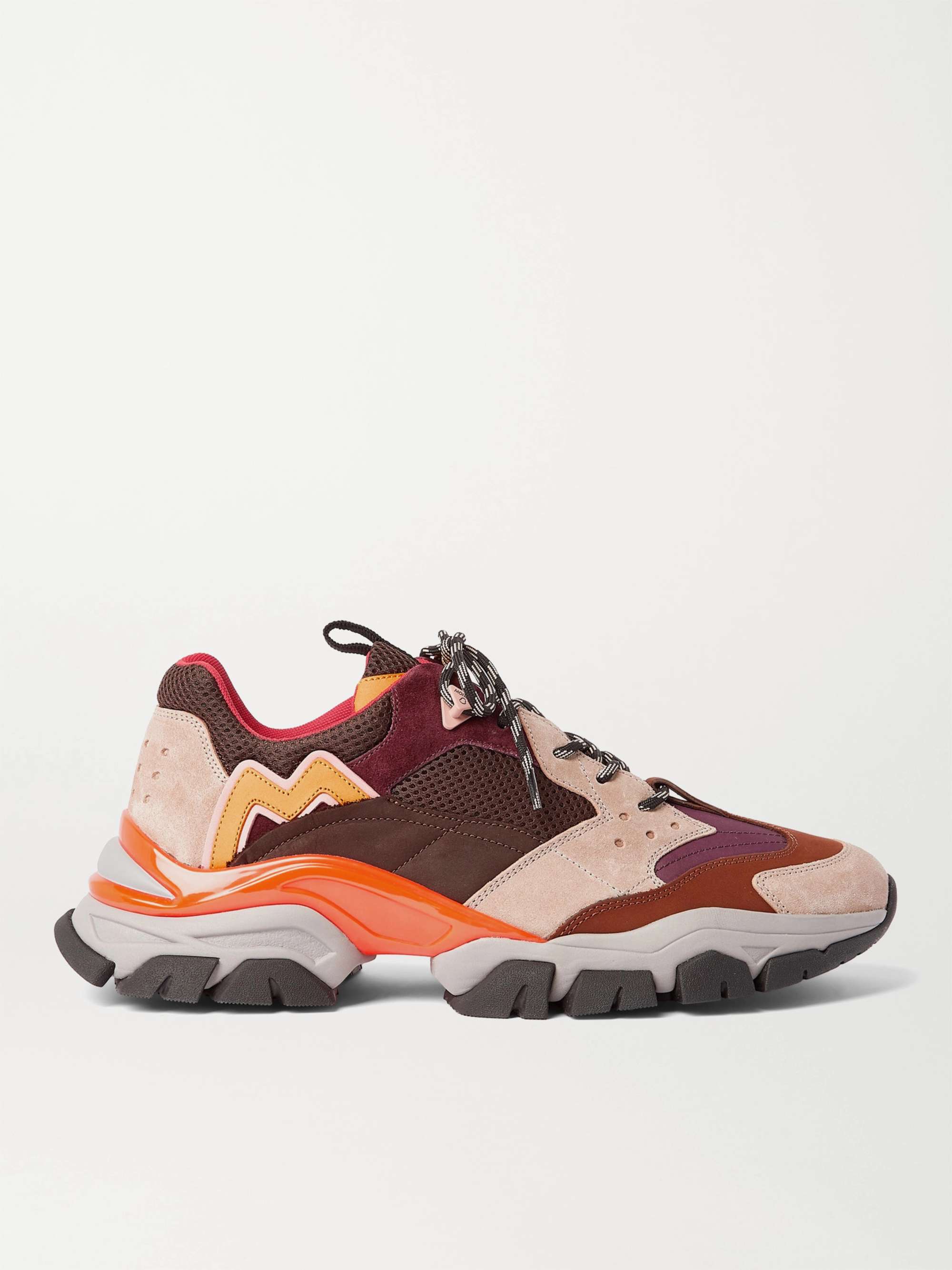Rooster Dragon Tropical Multi Leave No Trace Leather, Suede and Mesh Sneakers | MONCLER | MR PORTER