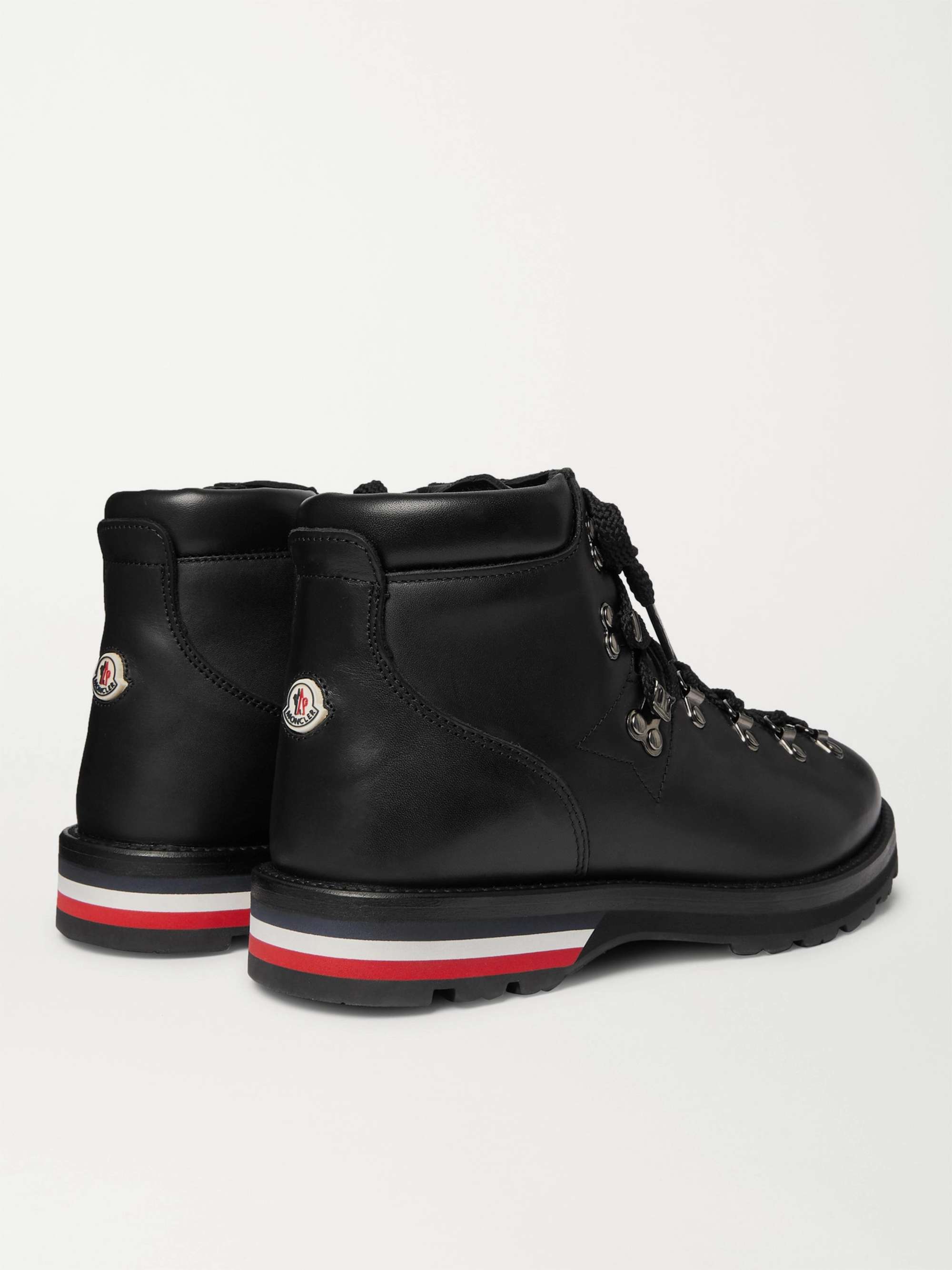 MONCLER Striped Full-Grain Leather Boots