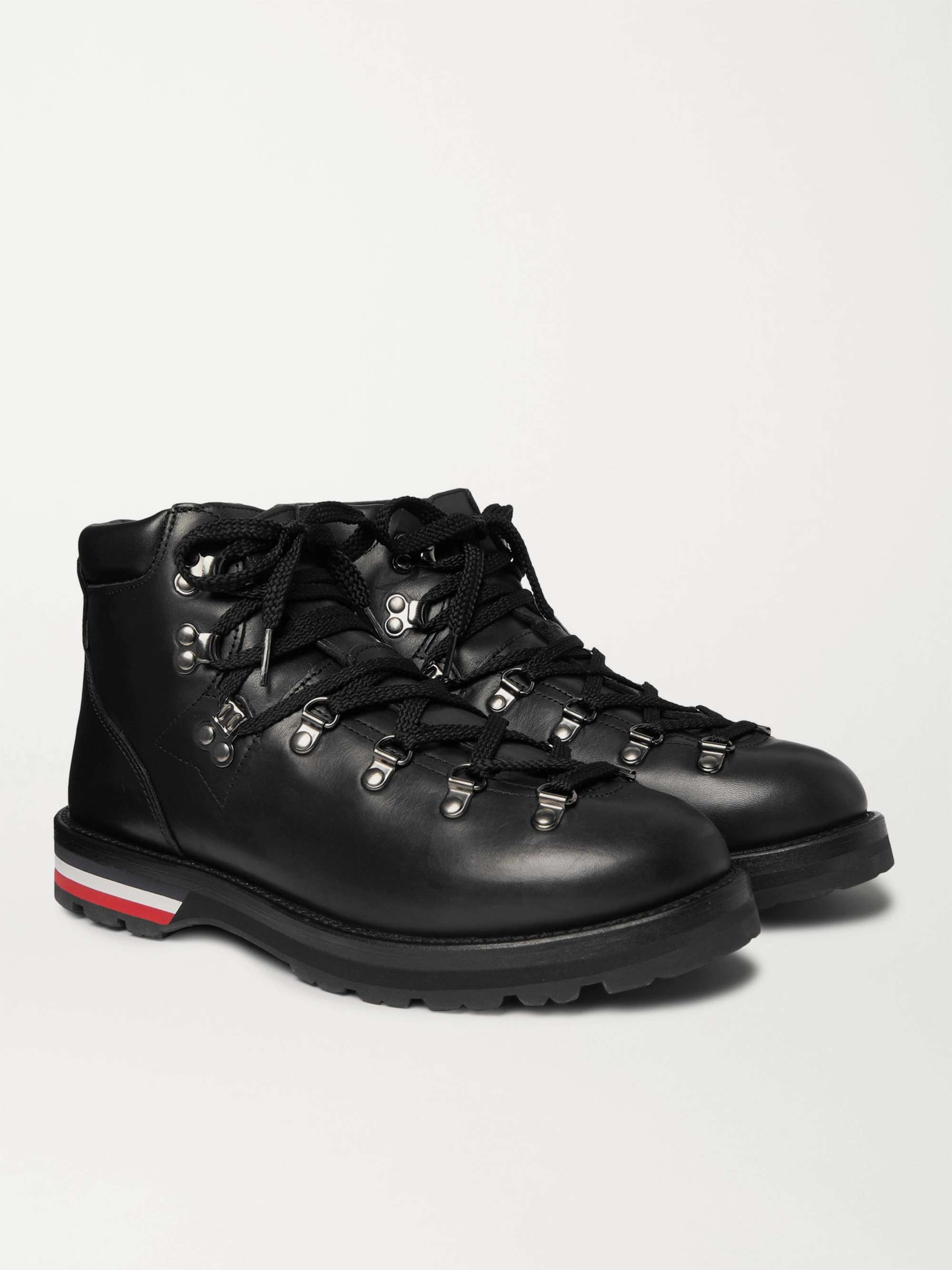 MONCLER Striped Full-Grain Leather Boots