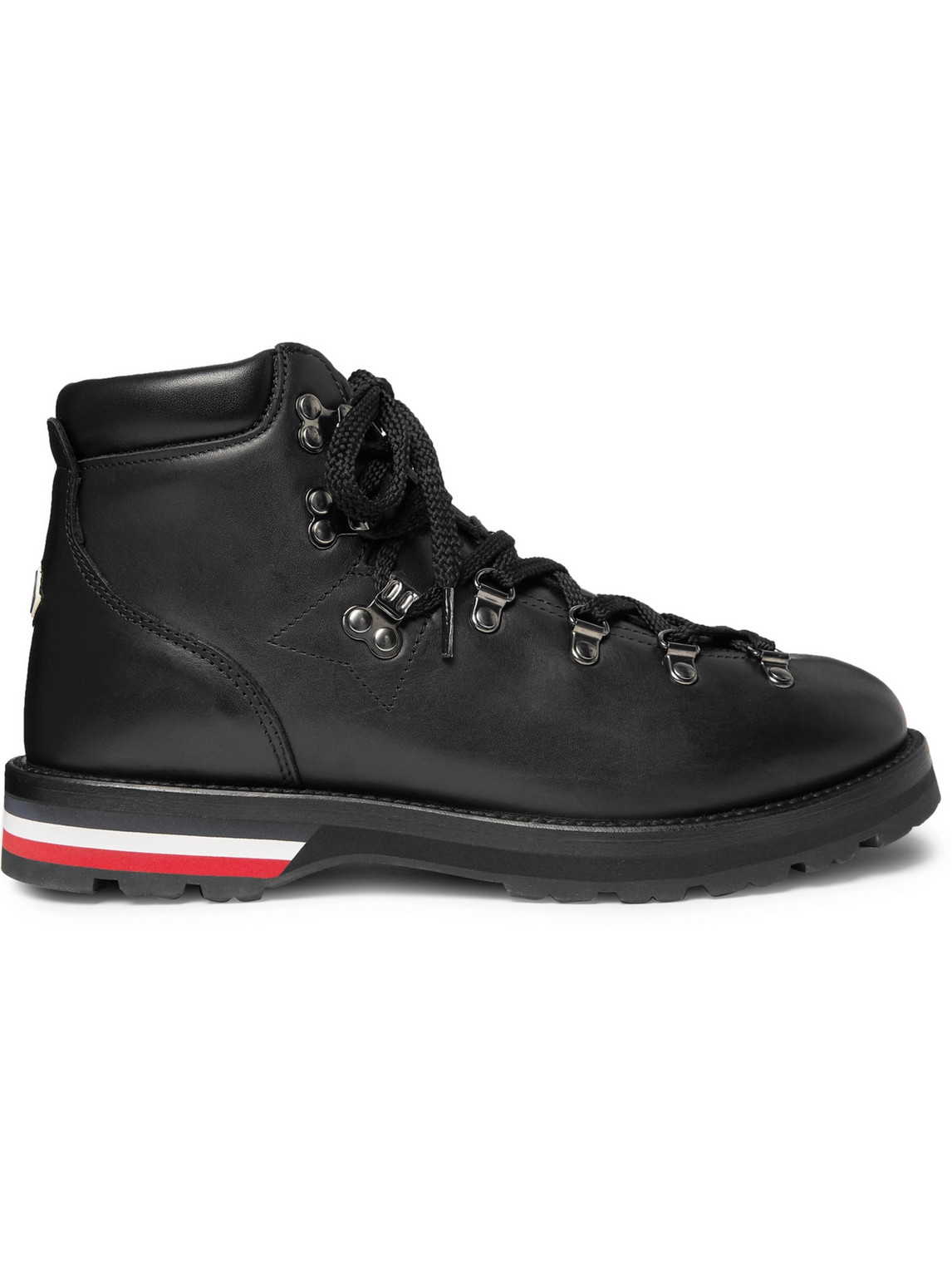 Moncler Striped Full-grain Leather Boots In Black