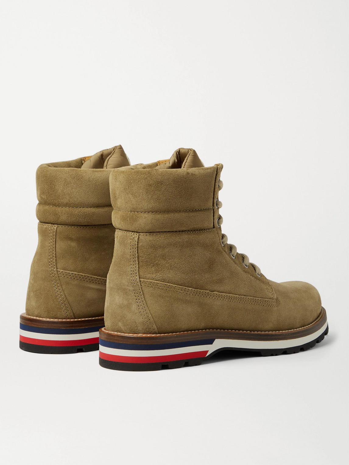 Shop Moncler Vancouver Striped Suede Hiking Boots In Neutrals