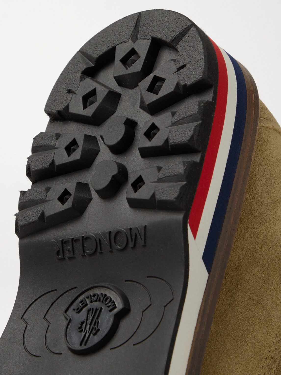 Moncler Vancouver Striped Suede Hiking Boots In Neutrals
