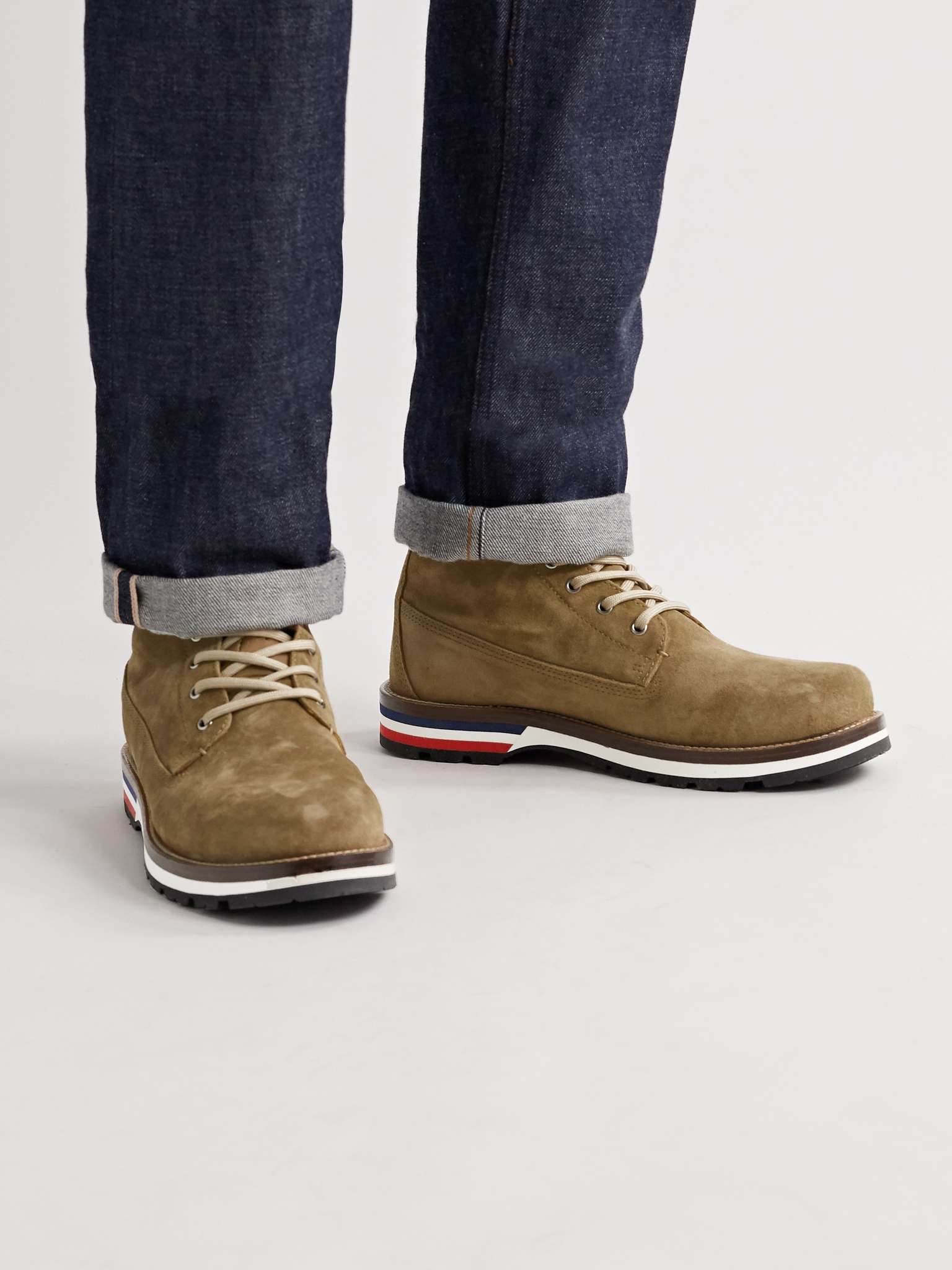 MONCLER Vancouver Striped Suede Hiking Boots for Men | MR PORTER