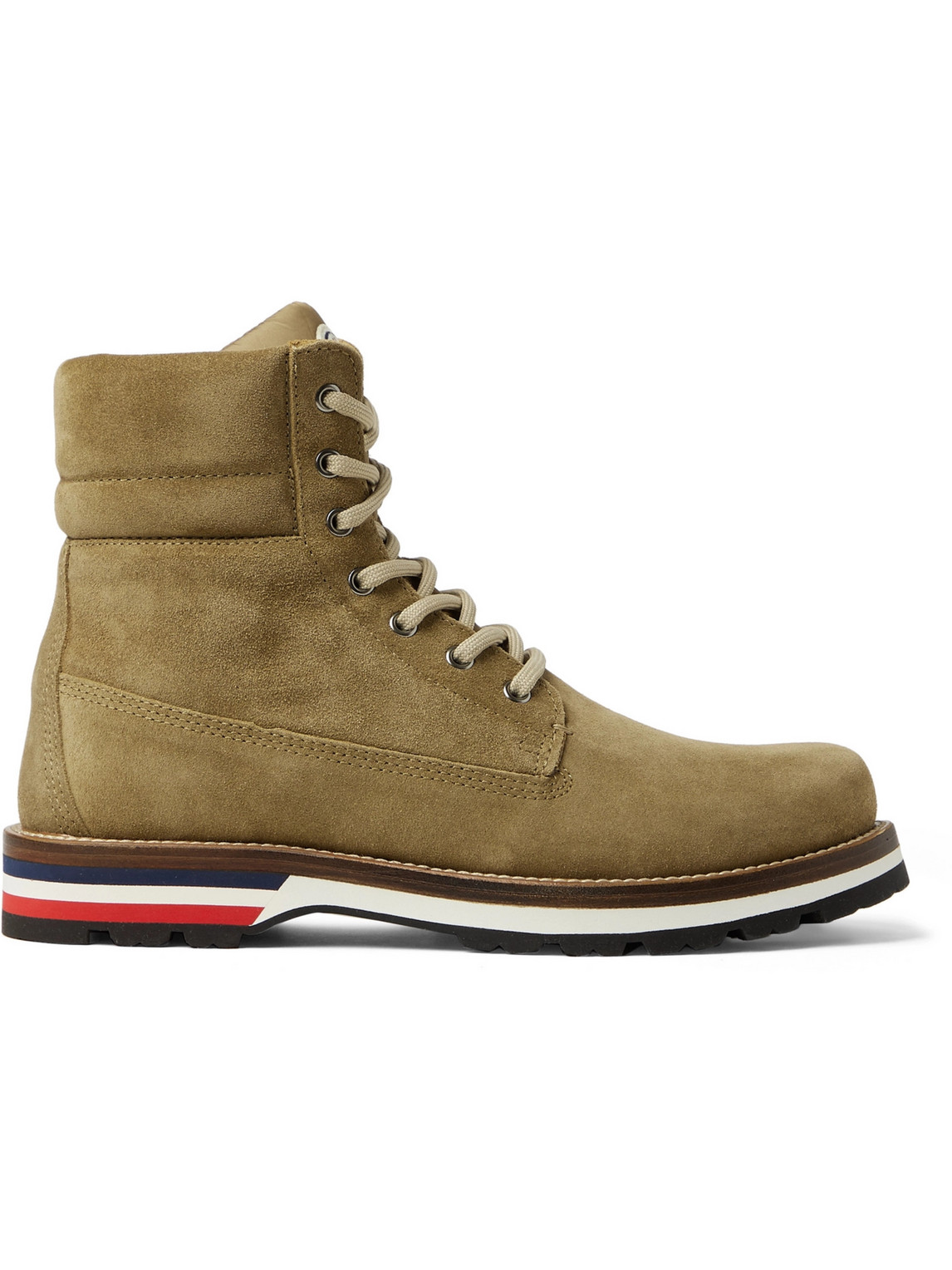 Moncler Vancouver Striped Suede Hiking Boots In Neutrals