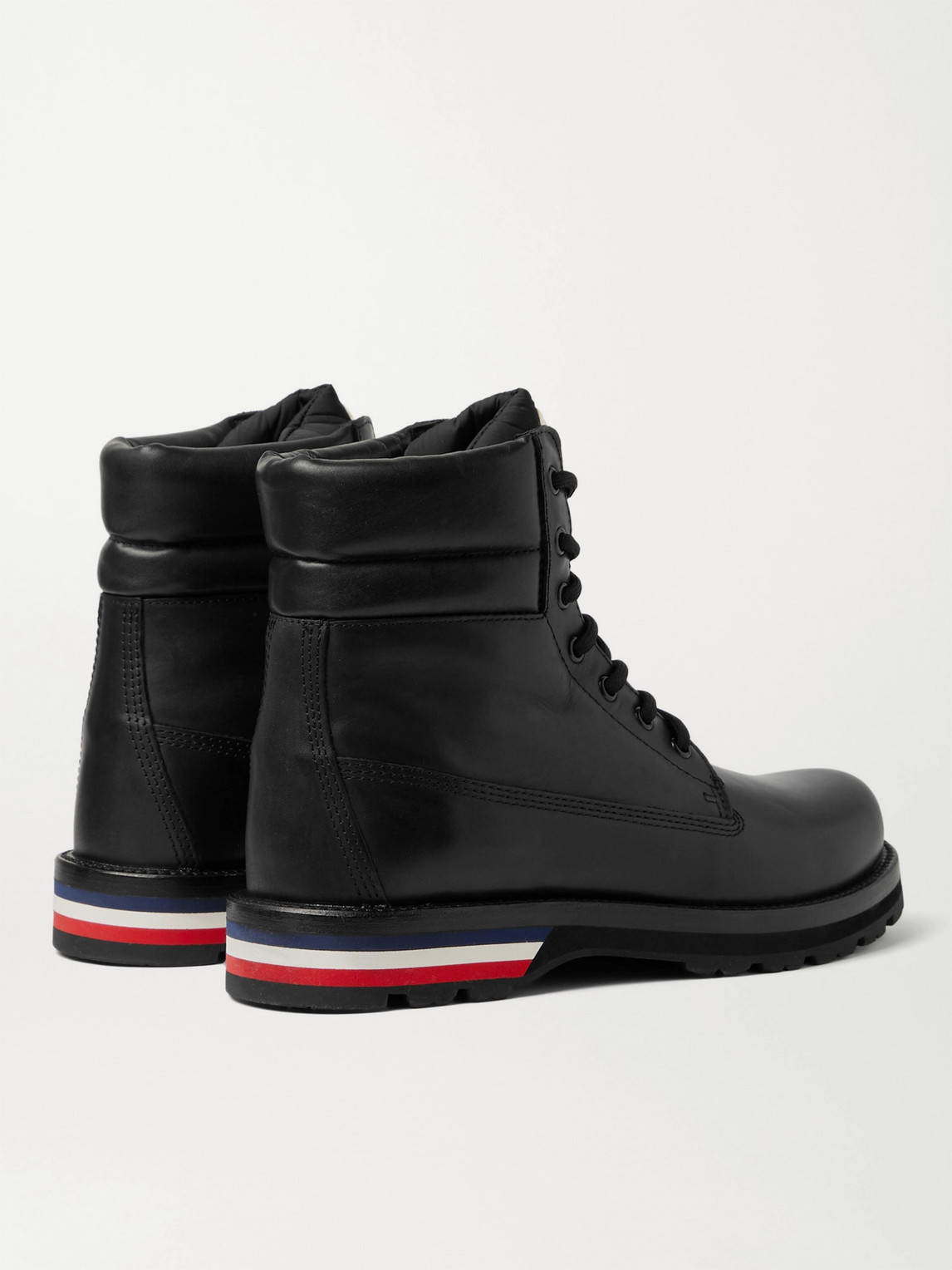 Shop Moncler Vancouver Striped Leather Hiking Boots In Black