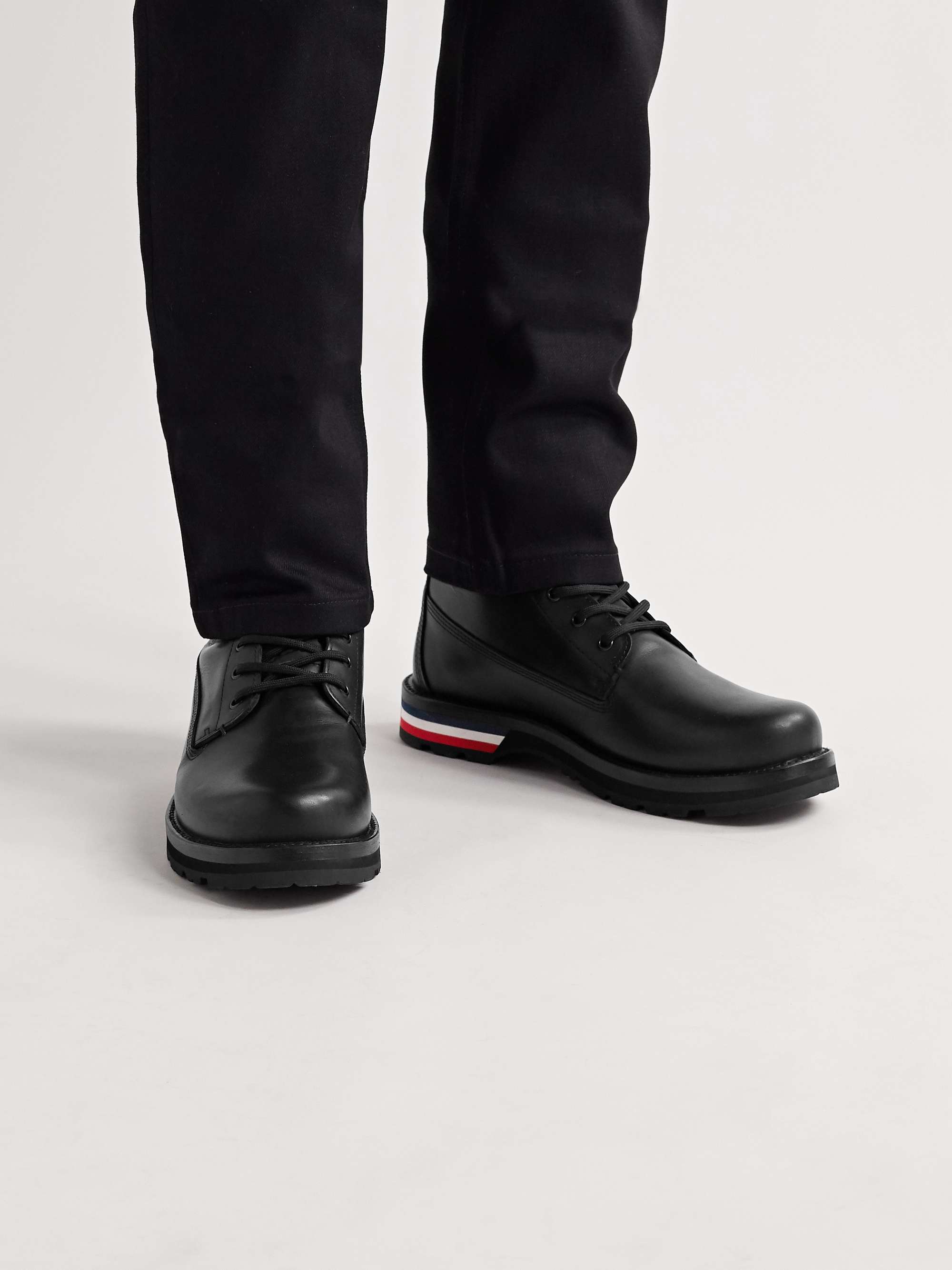 MONCLER Vancouver Striped Leather Hiking Boots