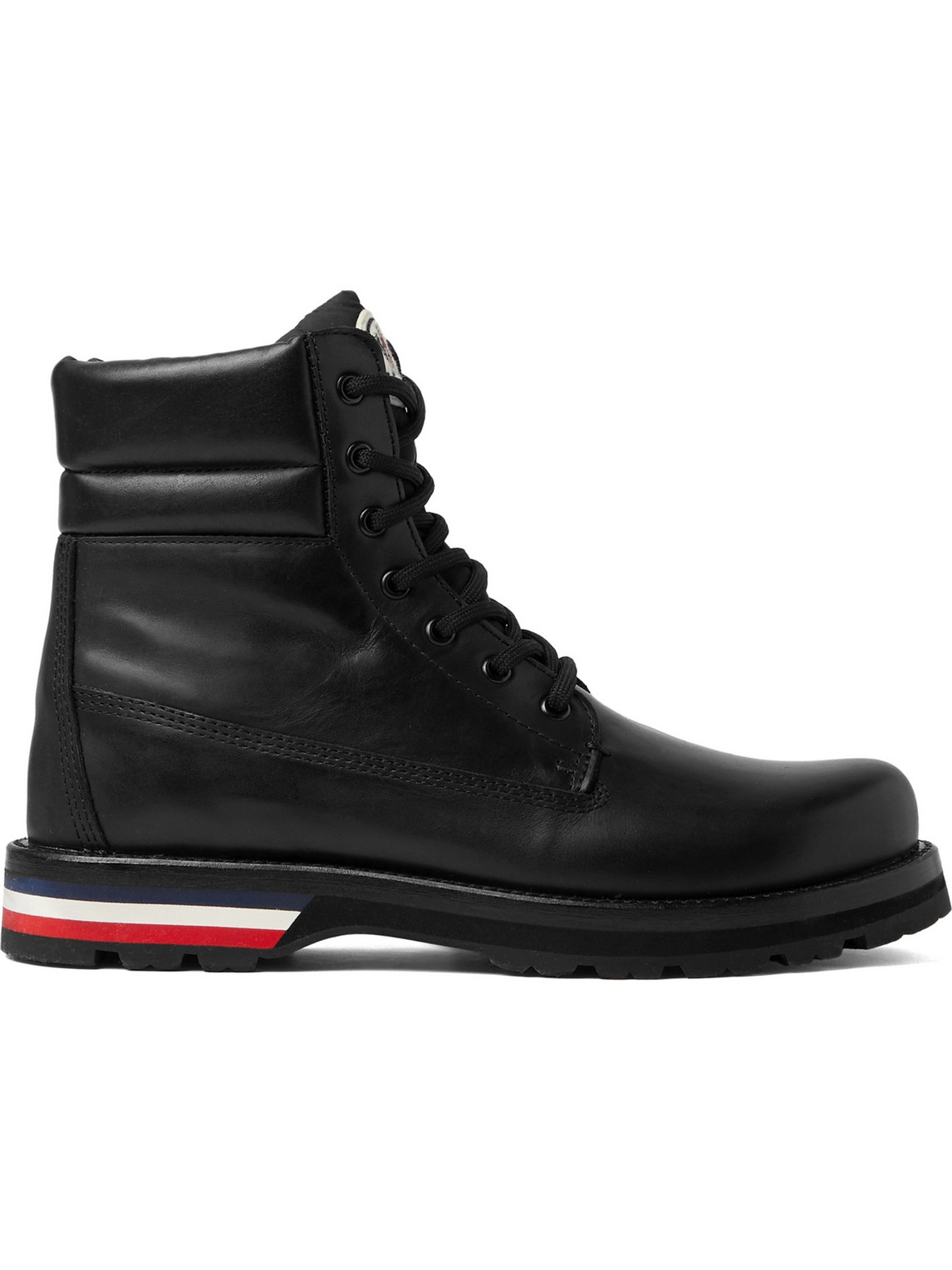 Shop Moncler Vancouver Striped Leather Hiking Boots In Black