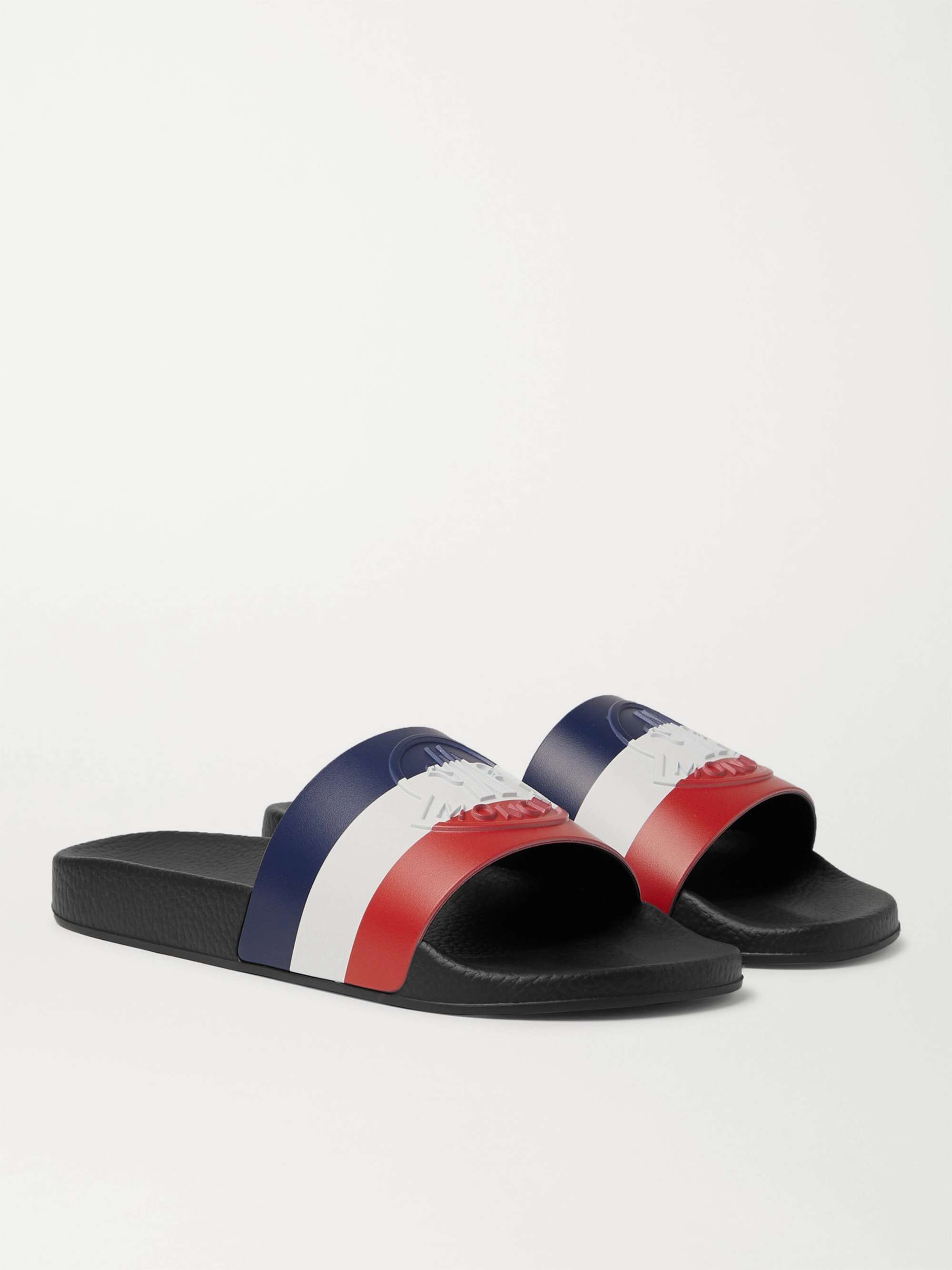 MONCLER Basile Logo-Embossed Striped Rubber Slides