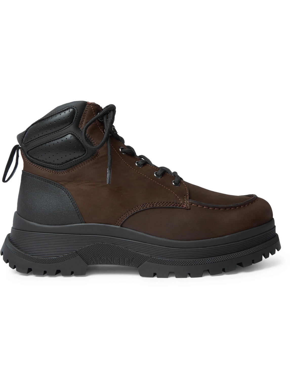 Moncler Ulderic Leather-trimmed Shearling-lined Nubuck Boots In Brown