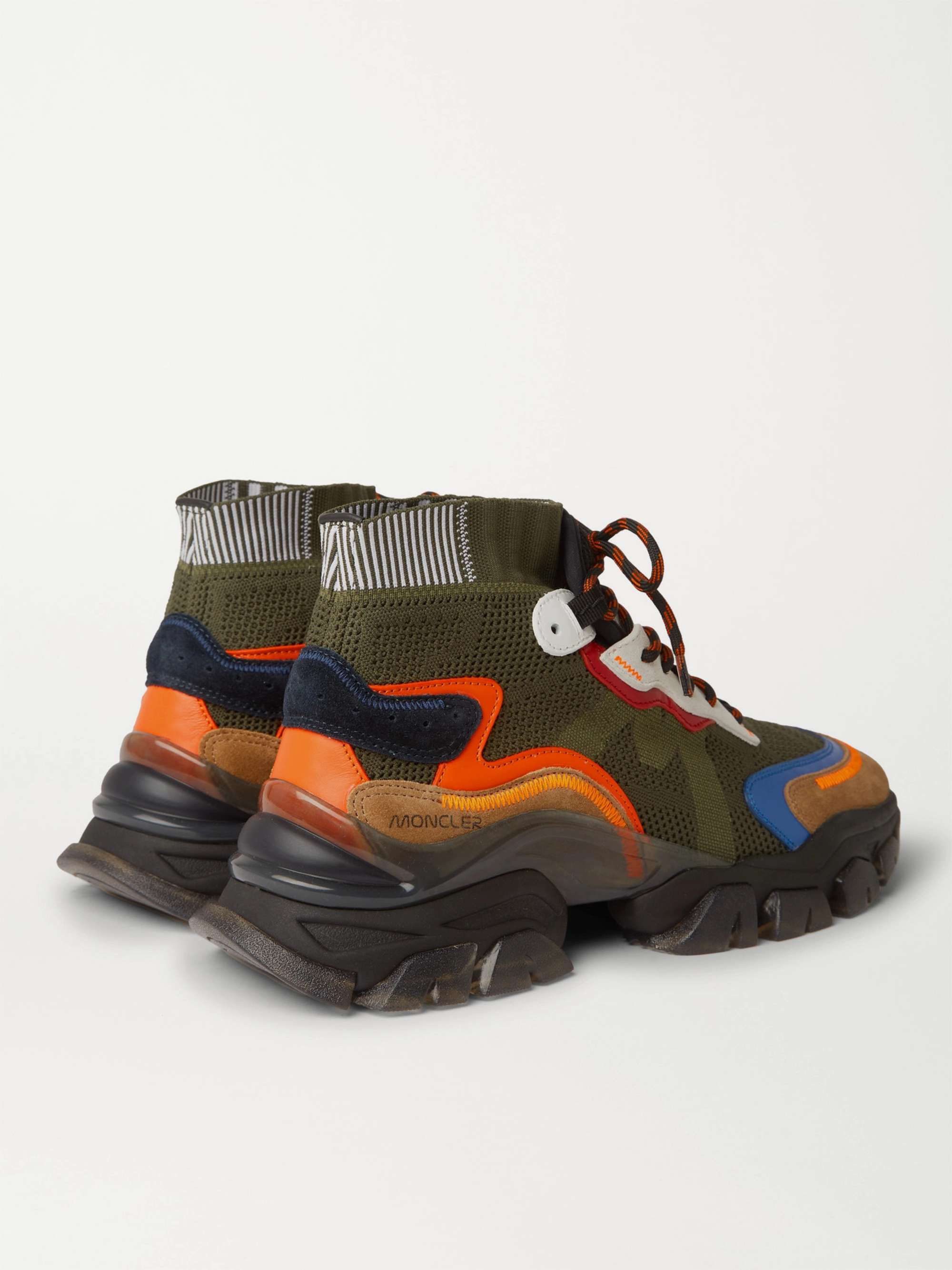 MONCLER Leave No Trace Suede and Leather-Trimmed Mesh High-Top Sneakers