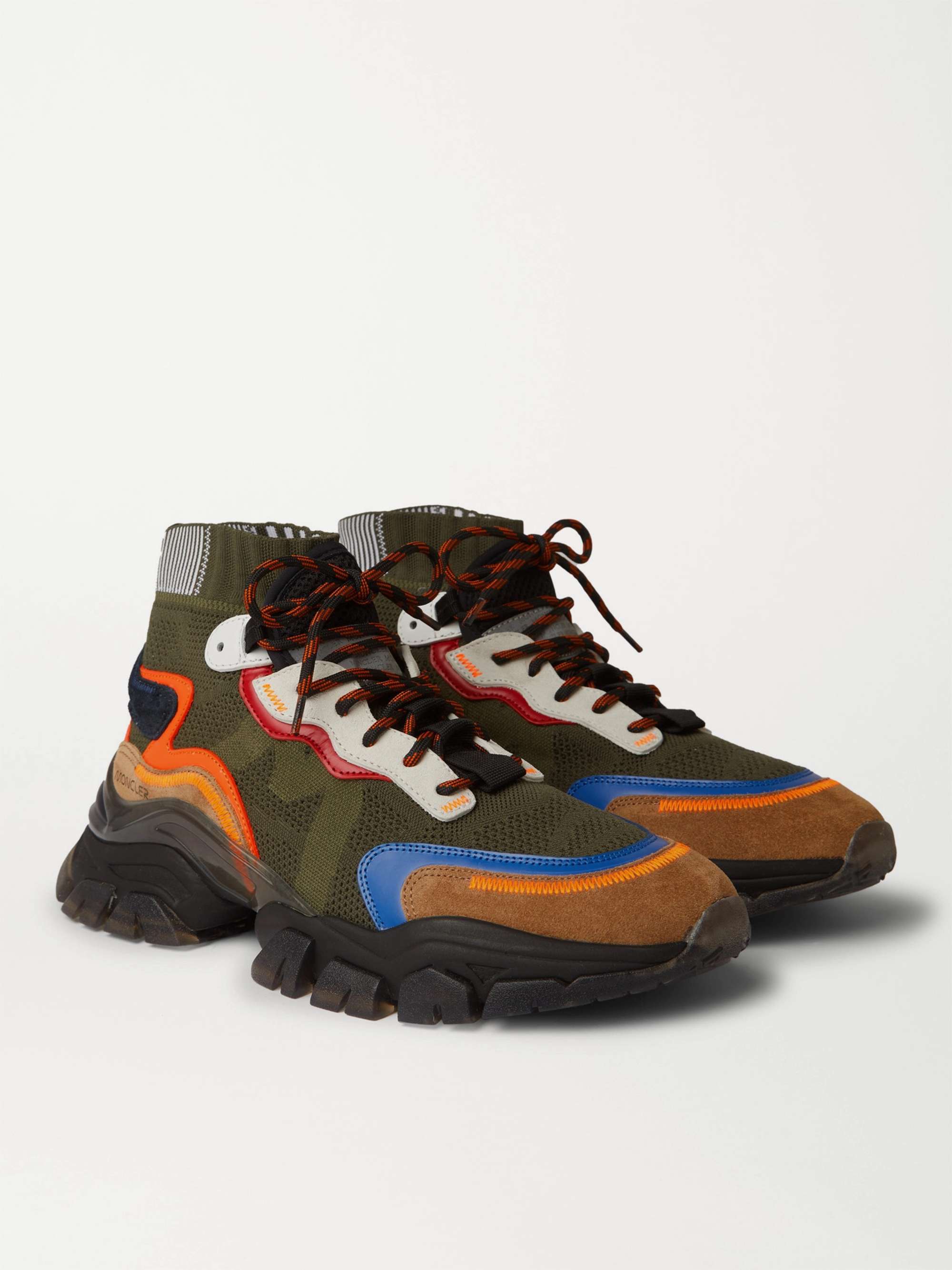 MONCLER Leave No Trace Suede and Leather-Trimmed Mesh High-Top Sneakers